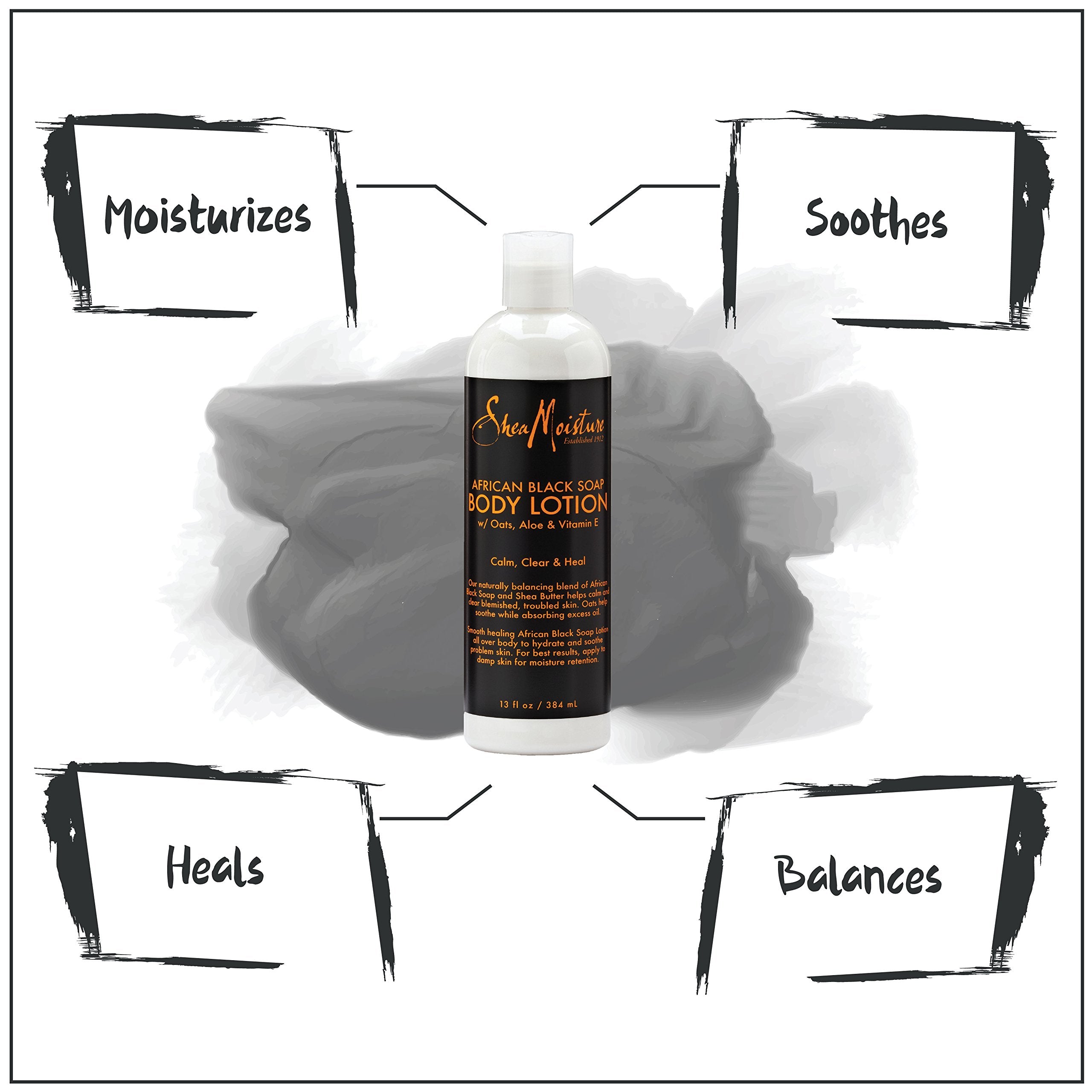 Sheamoisture Soothing Body Lotion for Troubled Skin African Black Soap Lotion with Shea Butter 13 oz