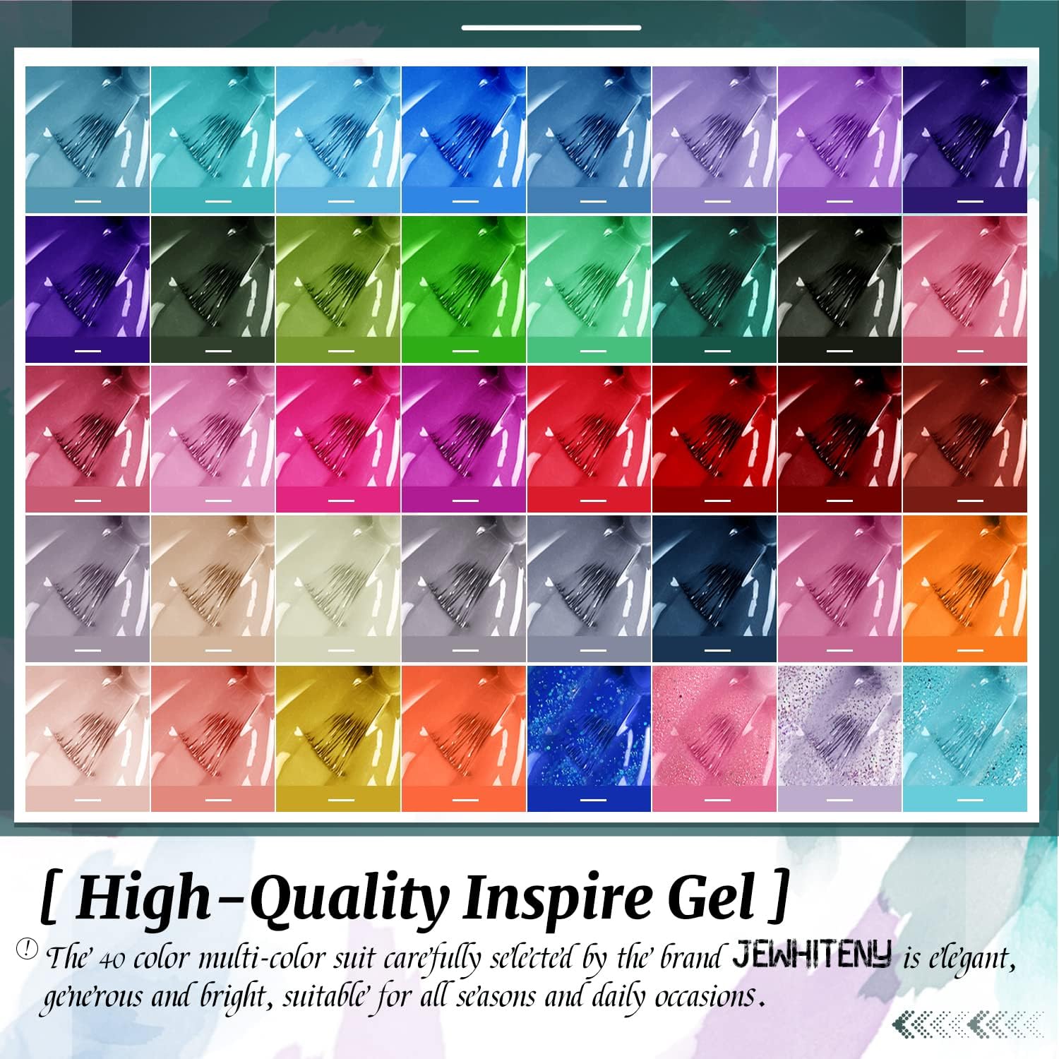 Jewhiteny 45 Pcs Gel Nail Polish Kit, Soak Off Nail Lamp Gel Polish Starter Kit With 2Pcs Glossy & Matte Top Coat And 2Pcs Base