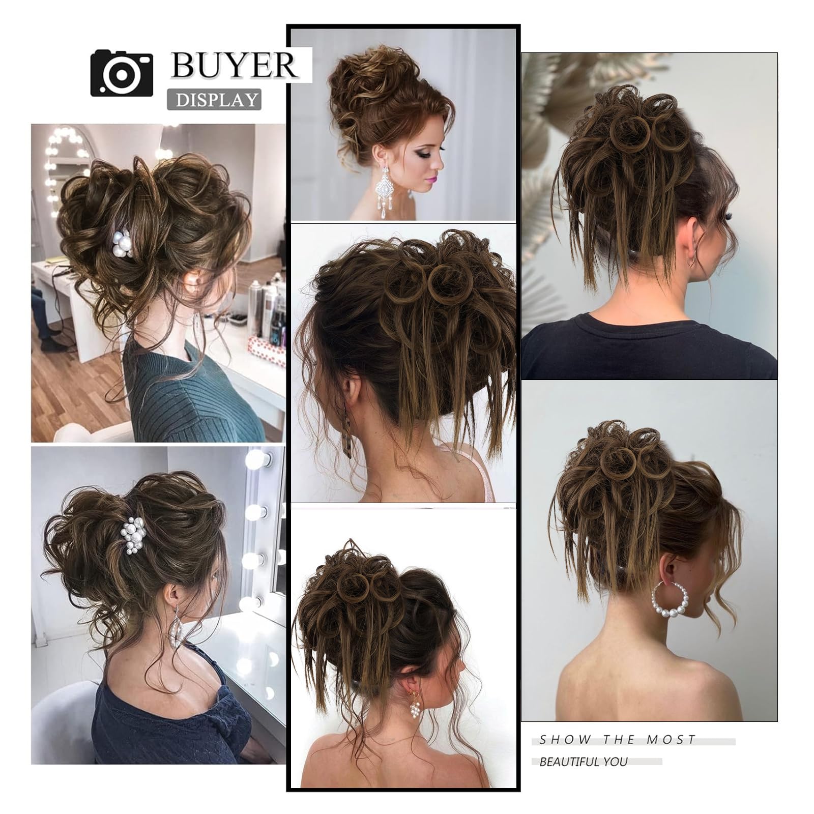 Lativ Tousled Updo Messy Bun Hair Pieces For Women Hair Bun Extension Synthetic Hair Buns Hair Piece Scrunchies For Daily Wear (