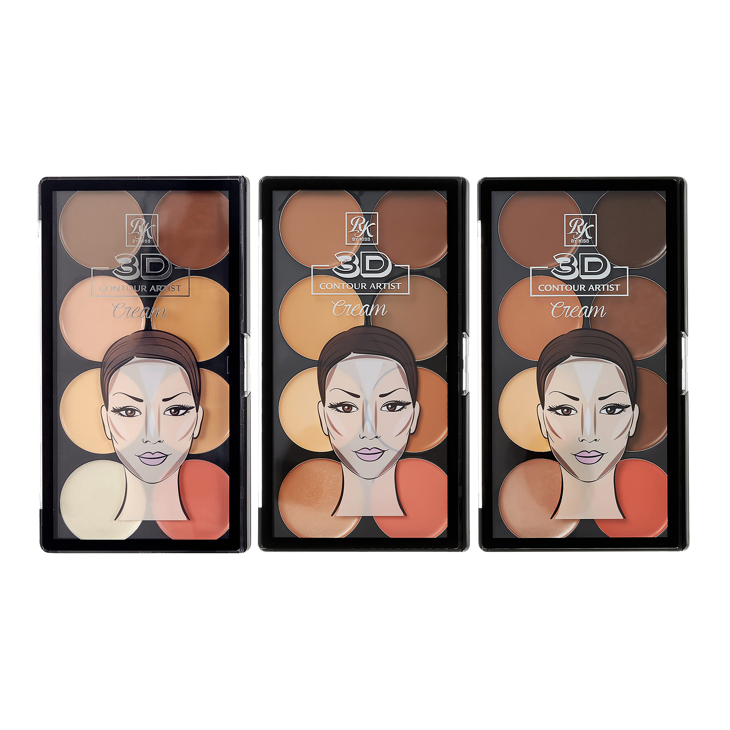 Ruby Kisses 3D Cream Contour Artist Set 3 Pack (Light, Light Medium, Medium Dark)