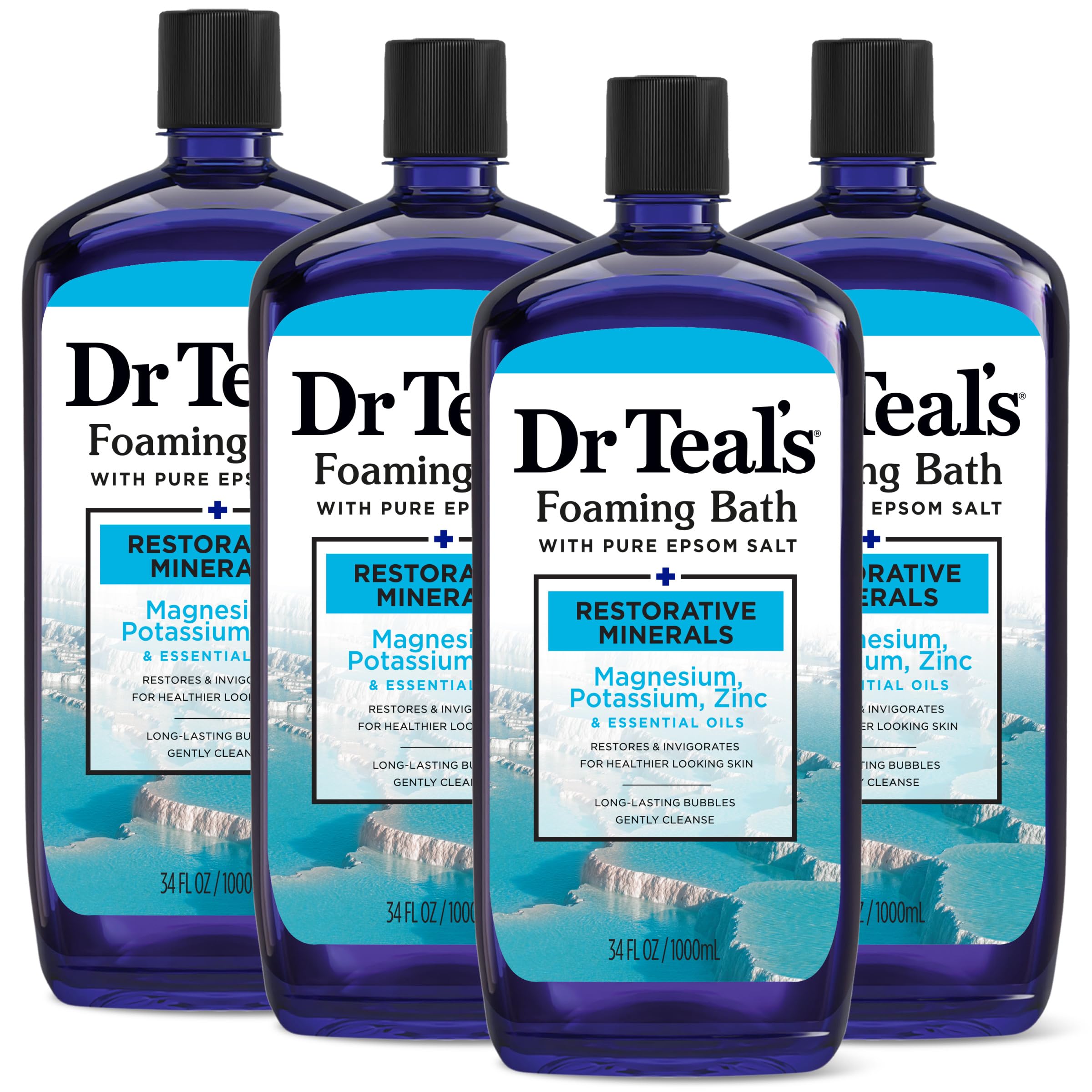 Dr Teal'S Foaming Bath With Pure Epsom Salt, Restorative Minerals With Magnesium, Potassium, Zinc & Essential Oils, 34 Fl Oz (Pa