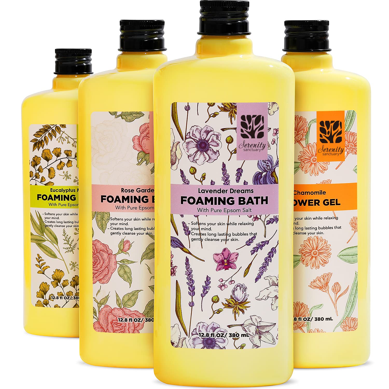 Bubble Bath For Women Adults, Scented Bubble Bath Gift Set For Women, 51.2 Fl Oz (Pack Of 4), Bubble Bath With Shower Gel, Ladie