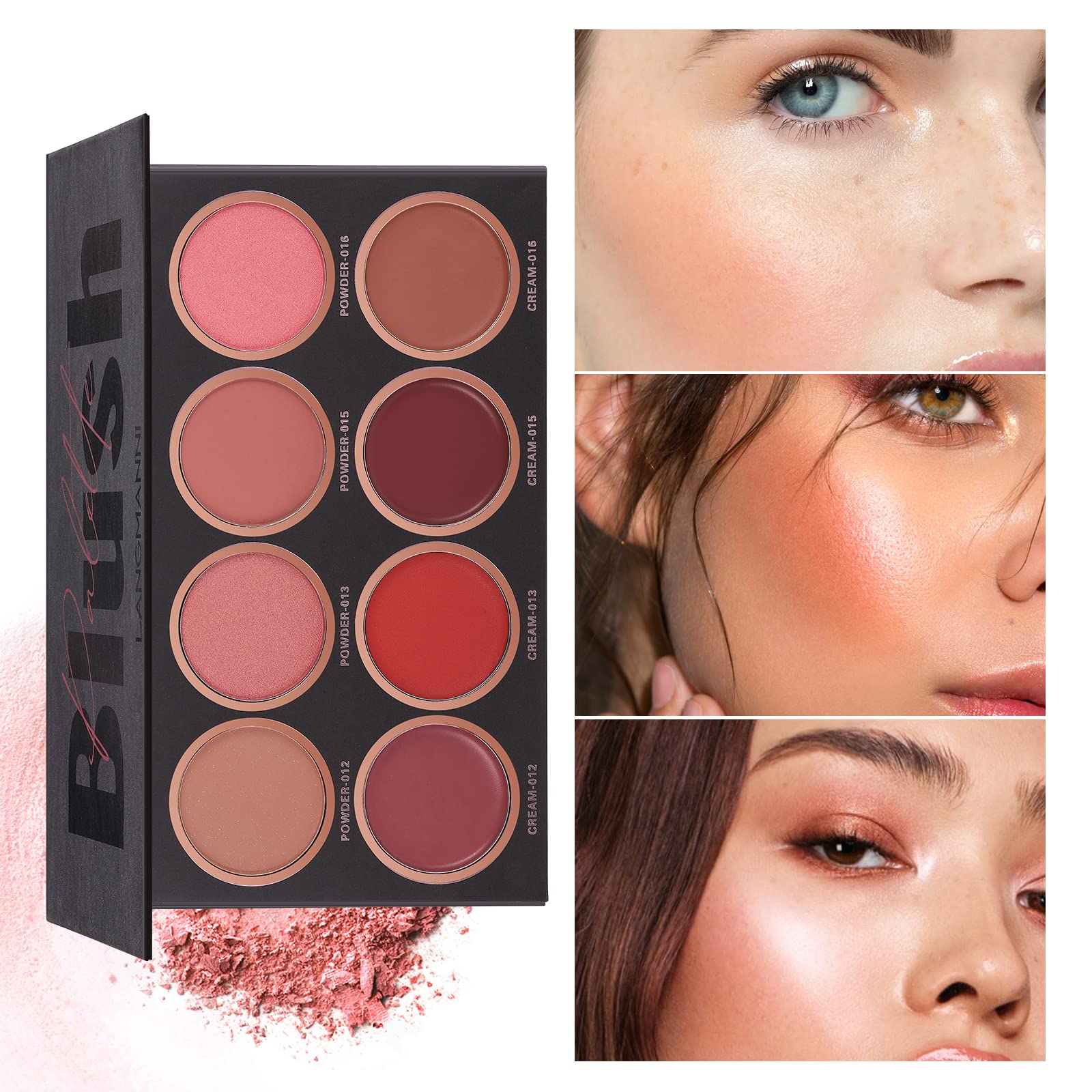 Professional Blush Makeup Palette, 8 Colors Blush And Highlighter Palette Matte Powder Bright Shimmer Mineral Contour Blush Pale