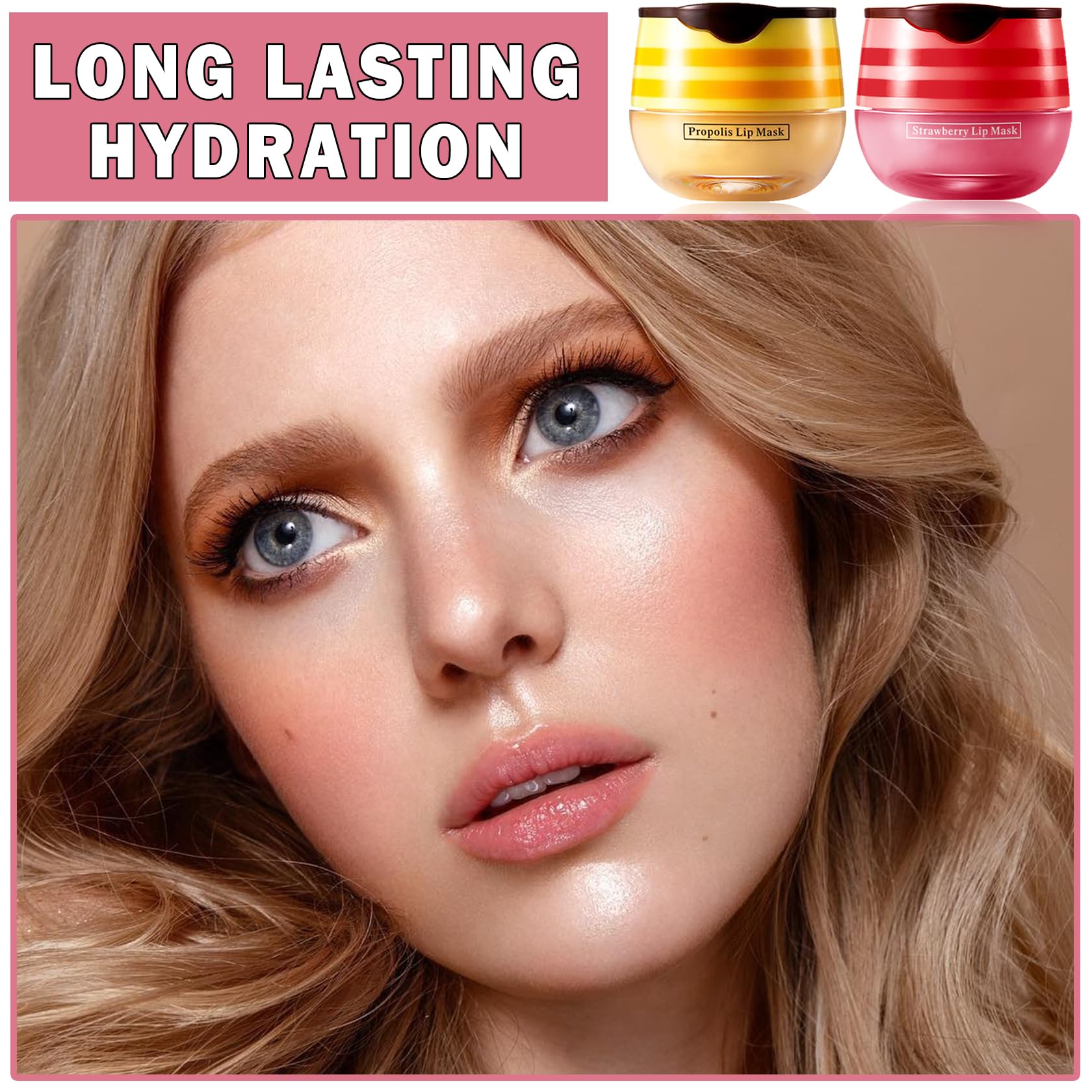 2PCS Bee Lip Balm Honey Pot Honey Lip Balm Sleeping Lip Mask Silky Hydrating Bee Lip Balm Lip Mask Overnight Lip Care Products -