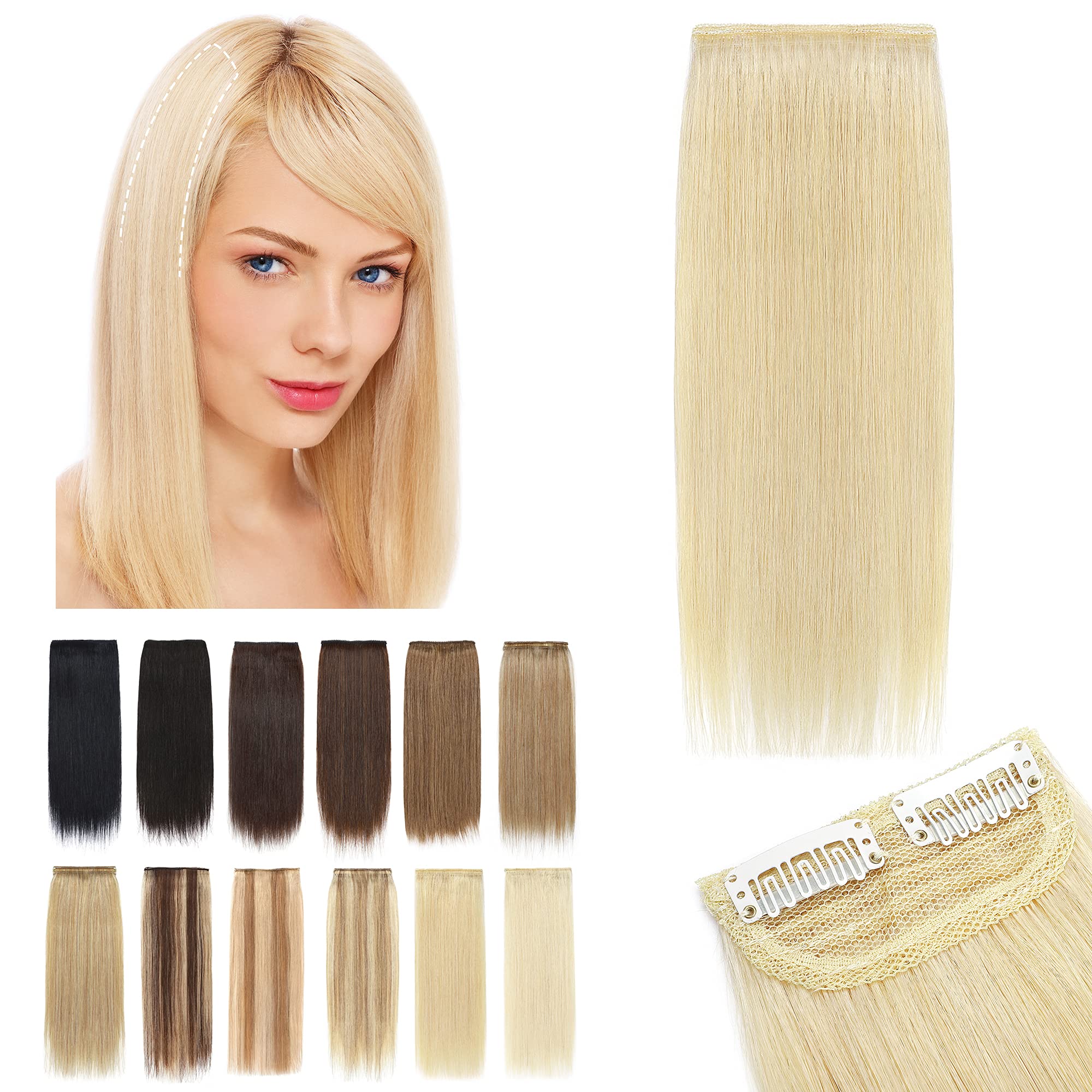 SEGO 2 Pcs Clip in Short Hair Extensions 4 Inch 16g 100% Human Hair Piece Invisible Hairpin for Women With Thinning Hair Adding 