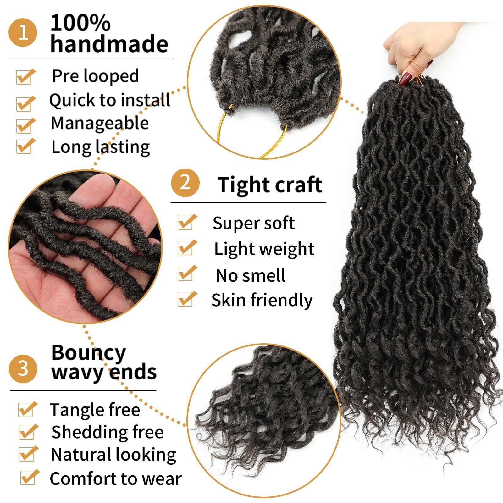 Goddess Locs Crochet Hair 18 Inch Faux Locs Crochet Hair For Black Women Pre Looped Soft Crochet Faux Locs With Curly Ends Godde