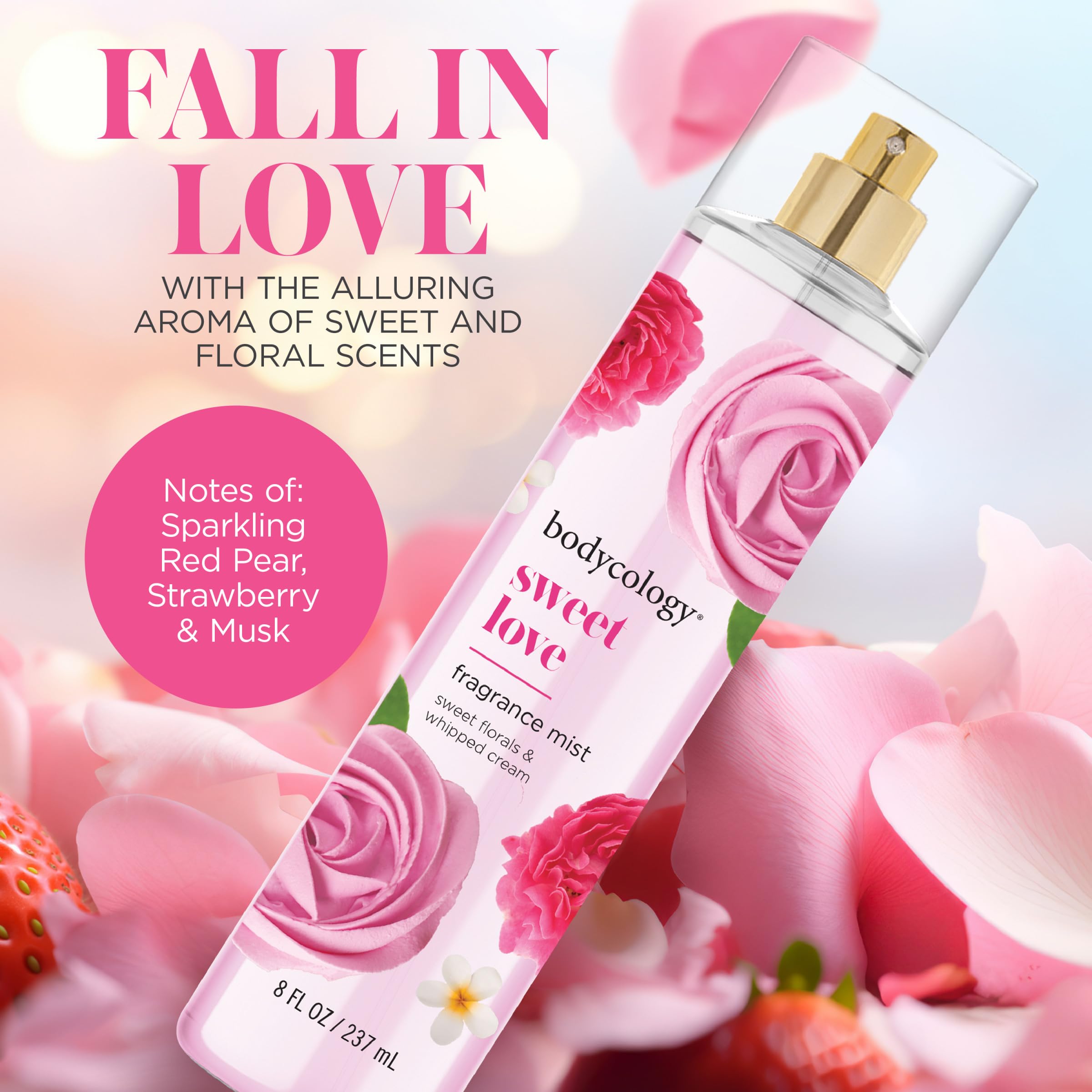 Bodycology Long-Lasting Fragrance Body Mist, Sweet Love, 8 Fl Oz