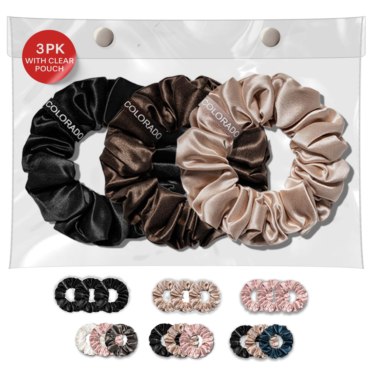 Ch. Mulberry Silk Scrunchies Set, 100% Pure Hair Accessories, Extra Soft Scrunchies for Hair & Sleep, Premium 22 Momme Handmade 
