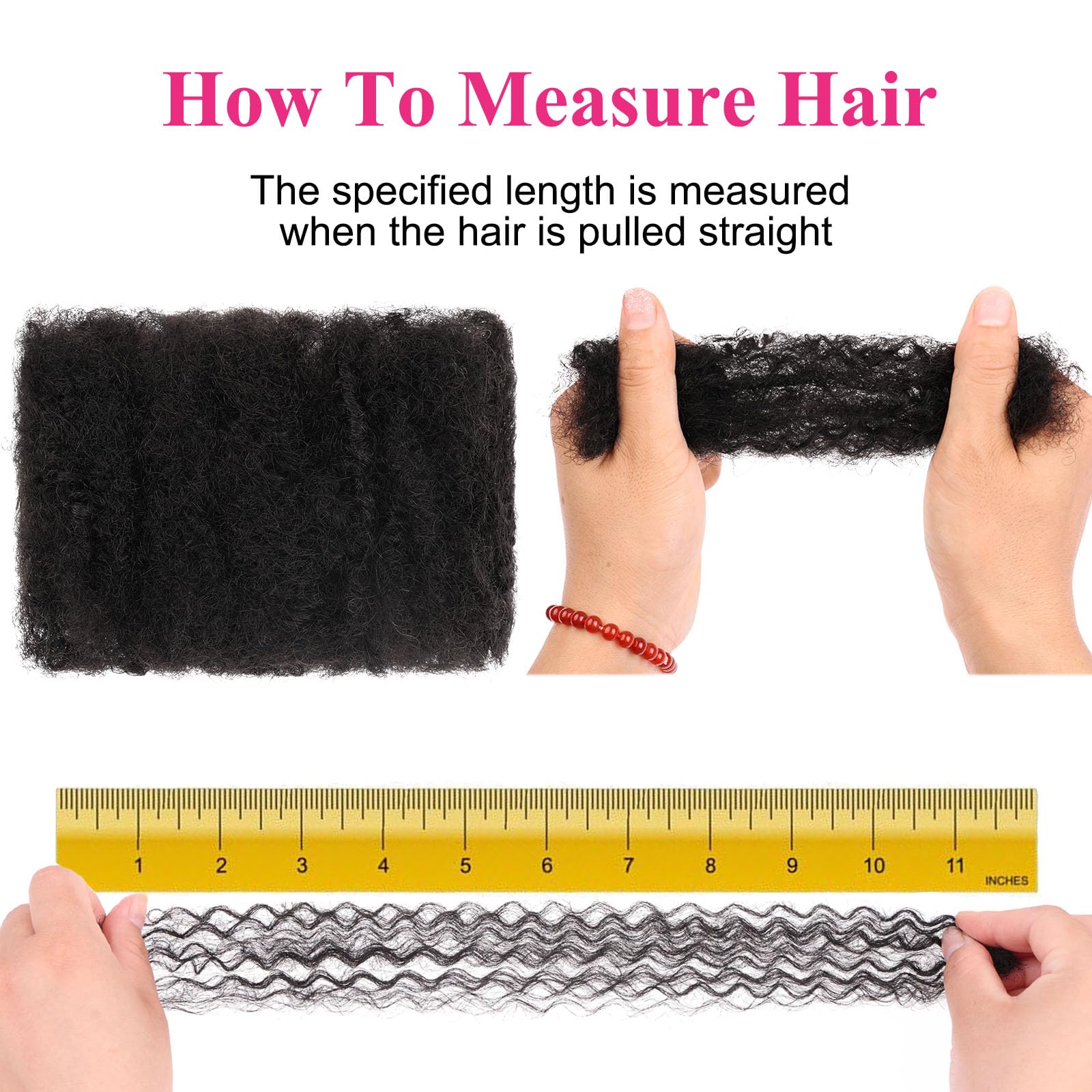 Unionbeauty 16 Inch 3 Packs Afro Kinkys Bulk Hair For Micro Twist Natural Black Synthetic Afro Kinky Curly Braiding Hair For Loc