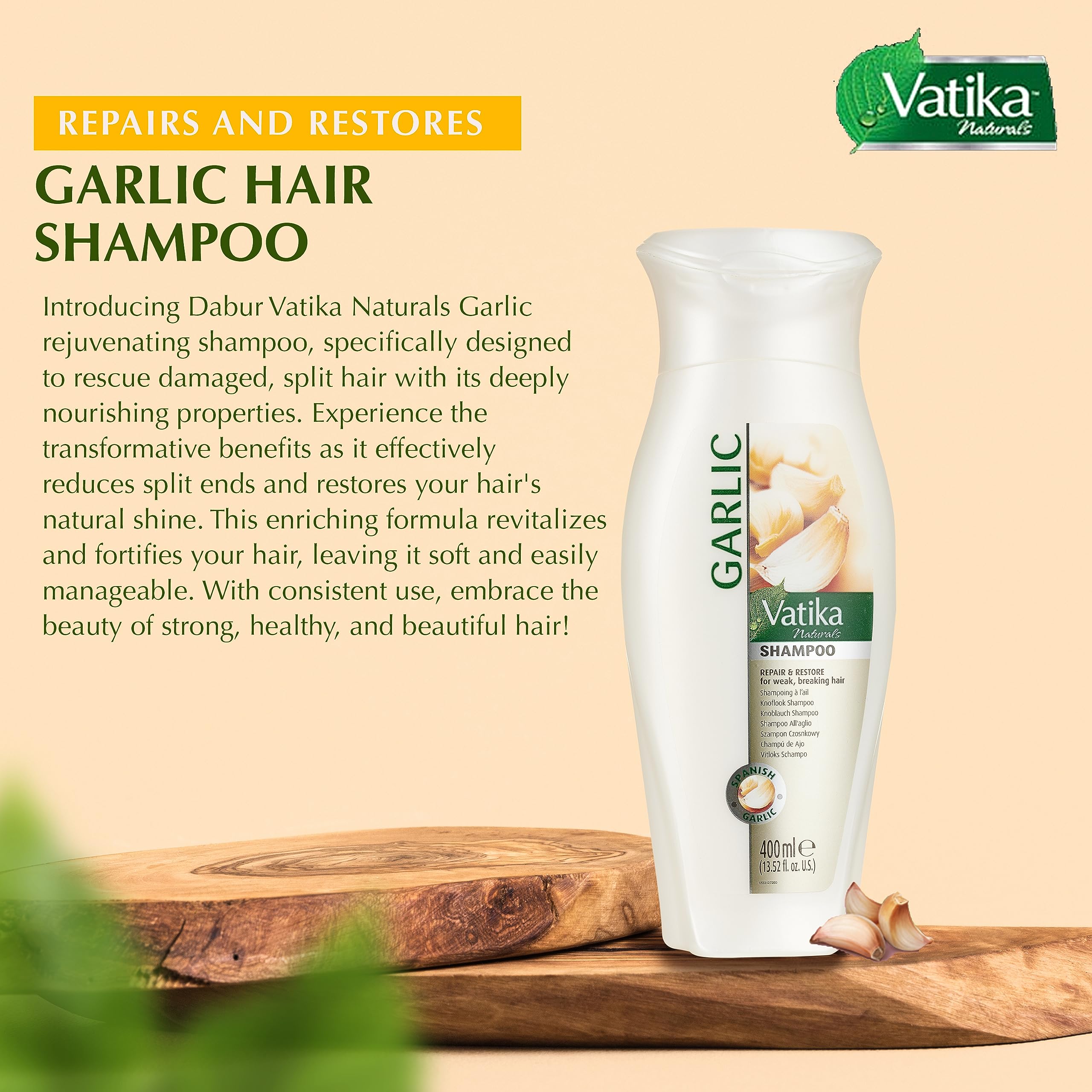 Vatika Garlic Shampoo 400Ml Repair & Restore