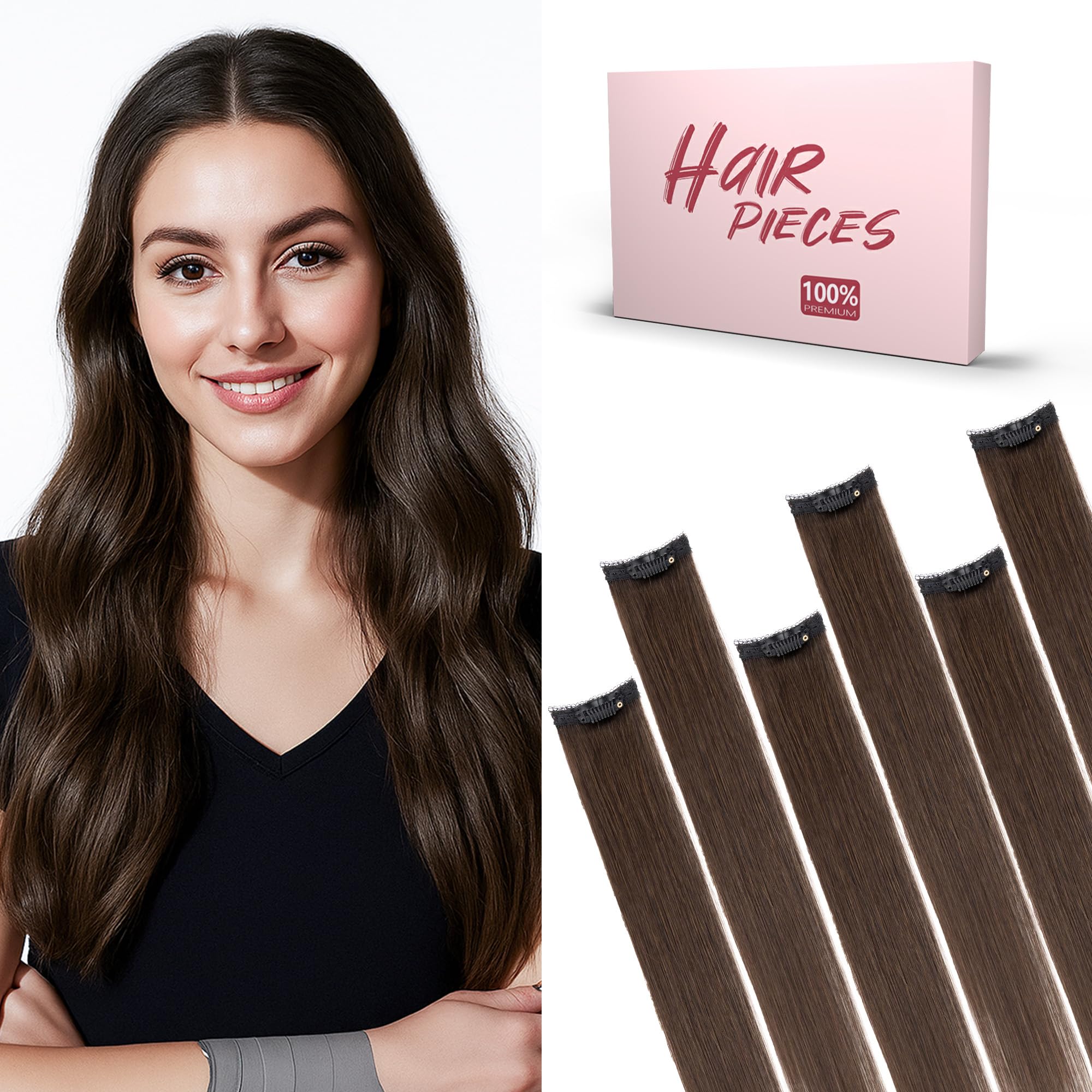 SEGO Clip In Short Hair Extensions Real Human Hair Single 6 Pcs Individual Clip Ins Remy Straight Soft Seamless Hairpieces for W