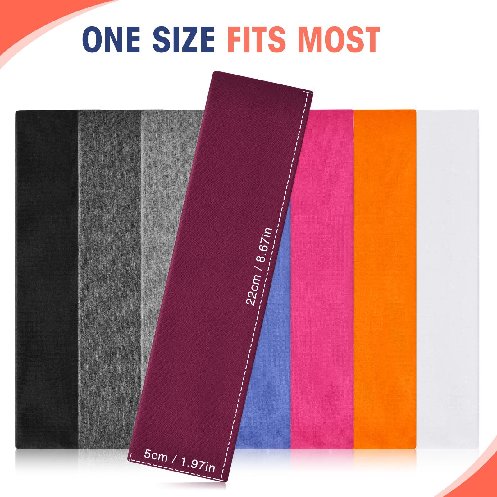 Hotop 20 Pcs Sport Stretchy Headbands for Girls Women Non Slip Soft Fabric Elastic Headband Bulk for Yoga DIY Team Gifts(Burgund