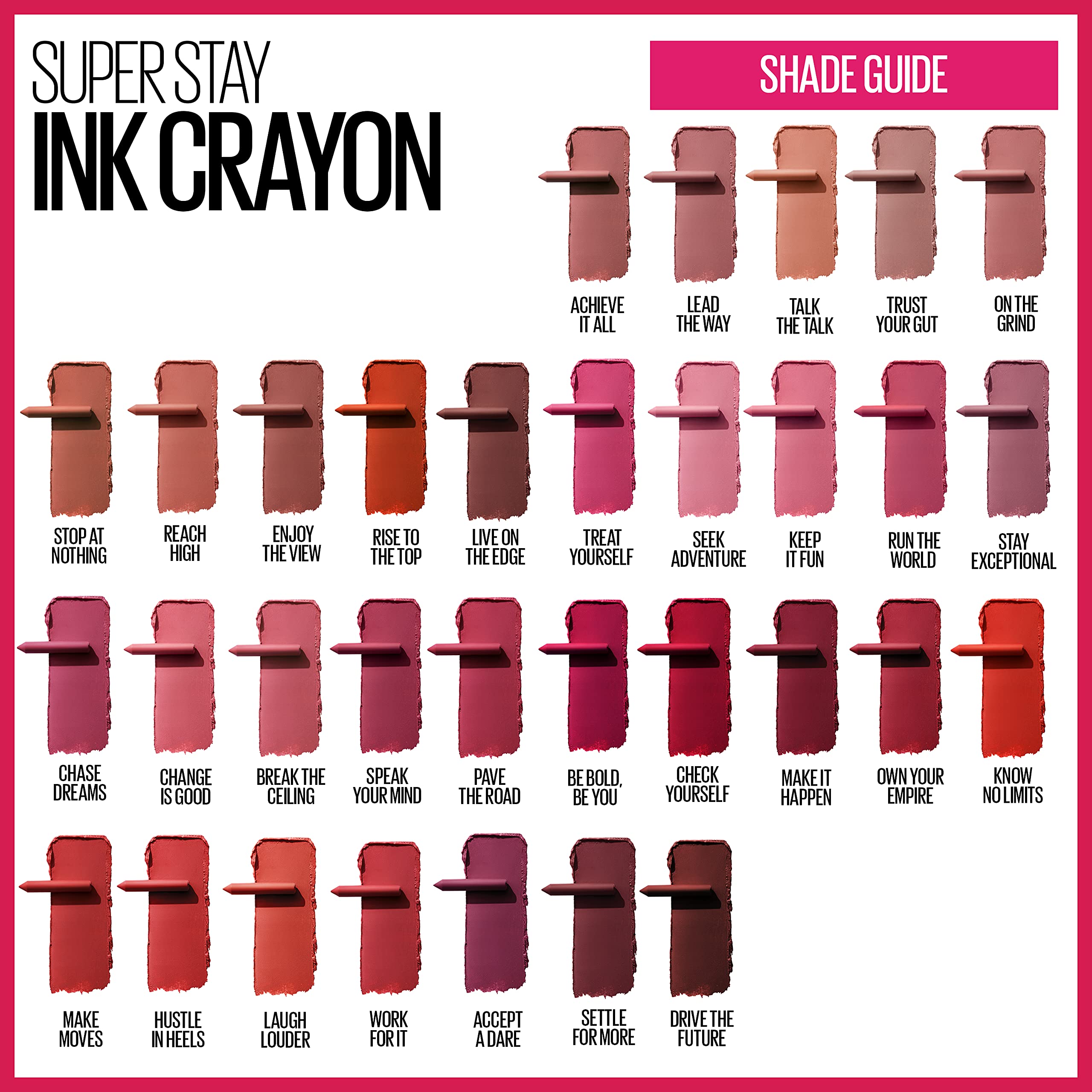 Maybelline SuperStay Ink Crayon Matte Longwear Lipstick With Built-in Sharpener, Know No Limits, 0.04 Ounce