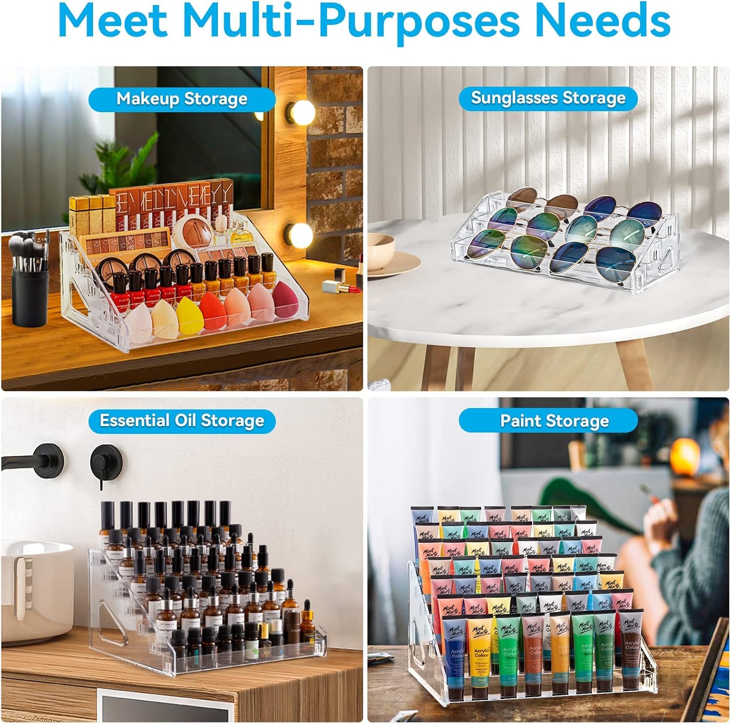 Pero Pero Nail Polish Organizer Acrylic Display Rack for Nail Polish Holder Sunglasses Organizer Essential Oils Holder Clear Eye