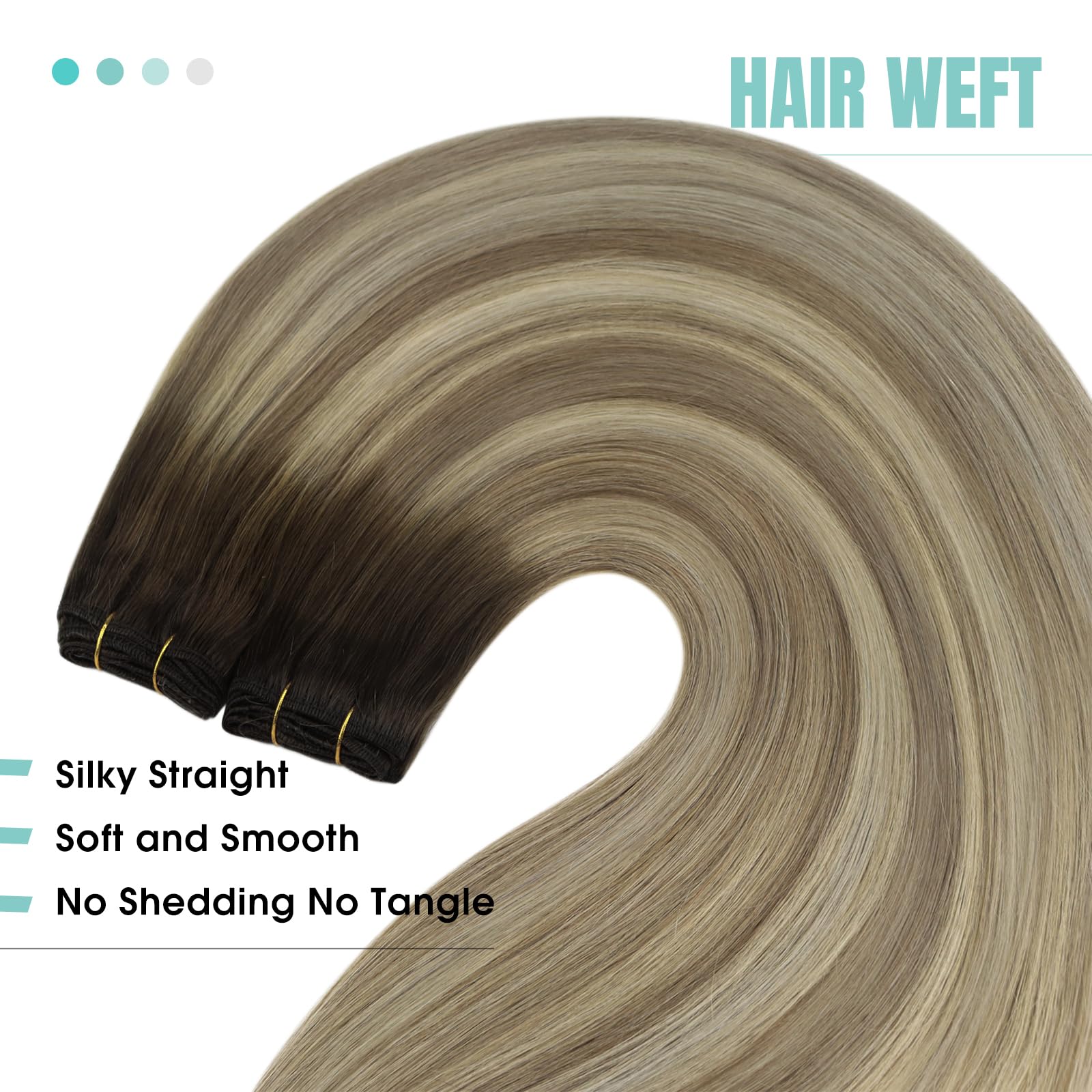 YoungSee Weft Hair Extensions Brown Ombre Sew in Hair Extensions Sew in Hair Extensions Human Hair Dark Brown Ombre Light Brown