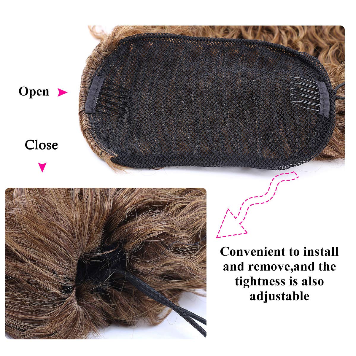 Fashion Icon 30'' Long Drawstring Ponytail Synthetic High Puff Afro Clip In Ponytail Hair Extensions Ombre Curly Corn Wave Clip