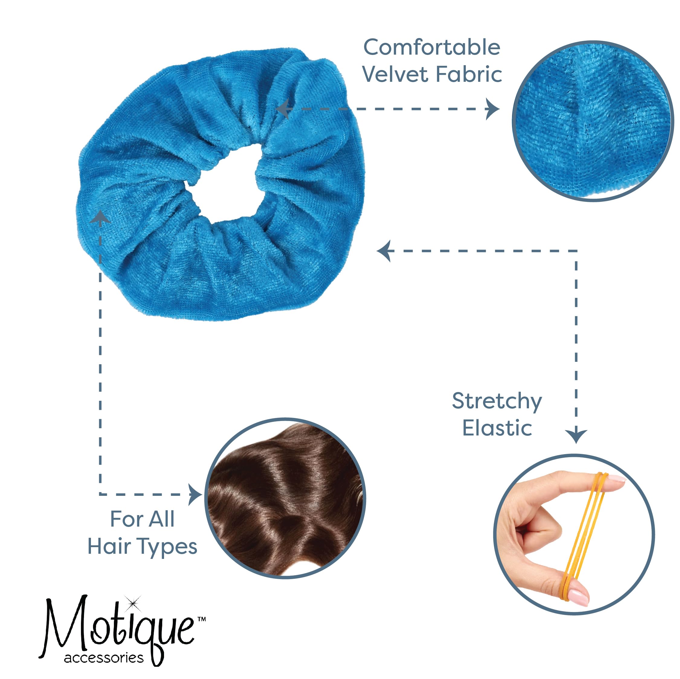 Velvet Solid Scrunchies - Set Of 2 (Solid Blue)