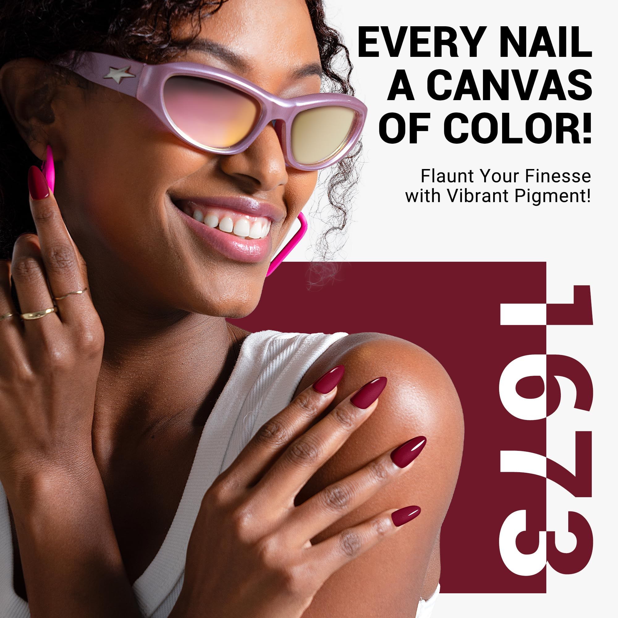 Melodysusie Thick Red Gel Nail Polish,0.5Fl Oz Burgundy Red Gel Polish Autumn Winter Color 1673, Soak Off Uv Led Nail Lamp Dark