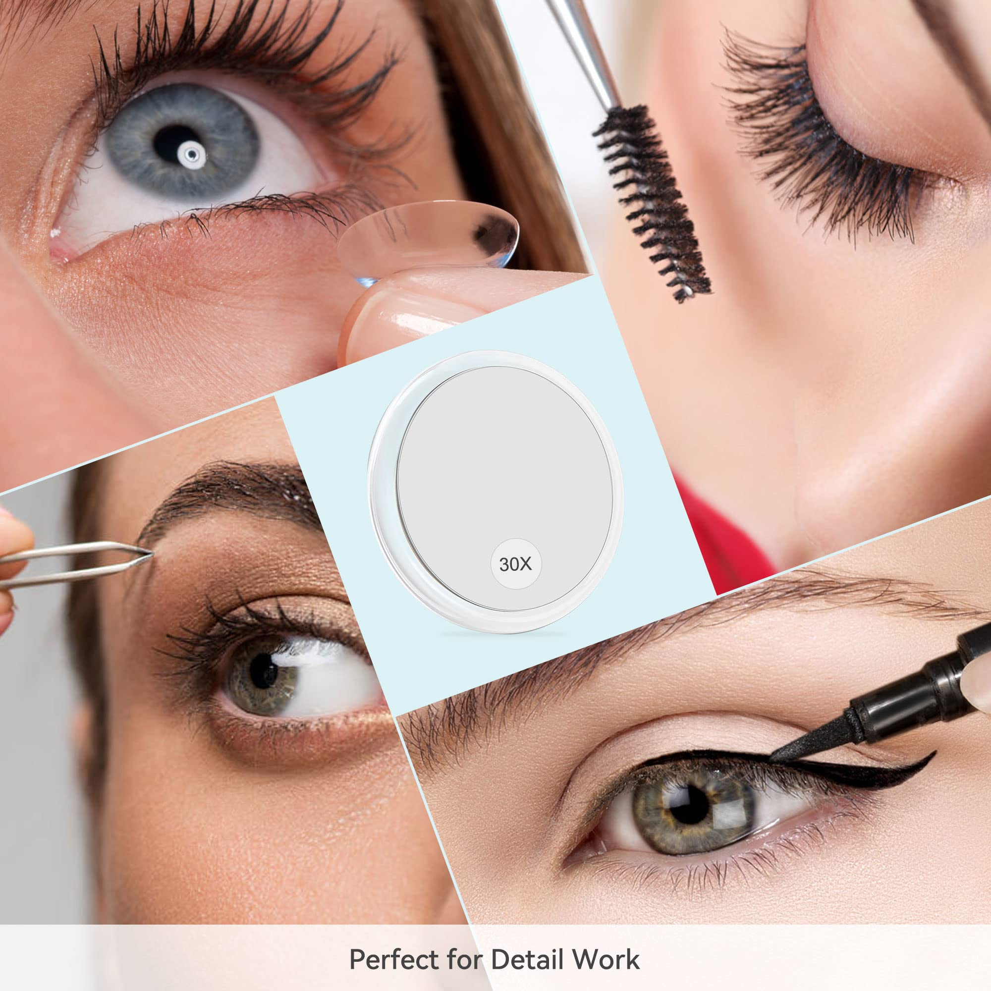 Miyadiva 30X Magnifying Mirror Suction Cup For Easy Mounting, Use For Makeup Mirror, Travel Stick On Shower Mirror For Plucking