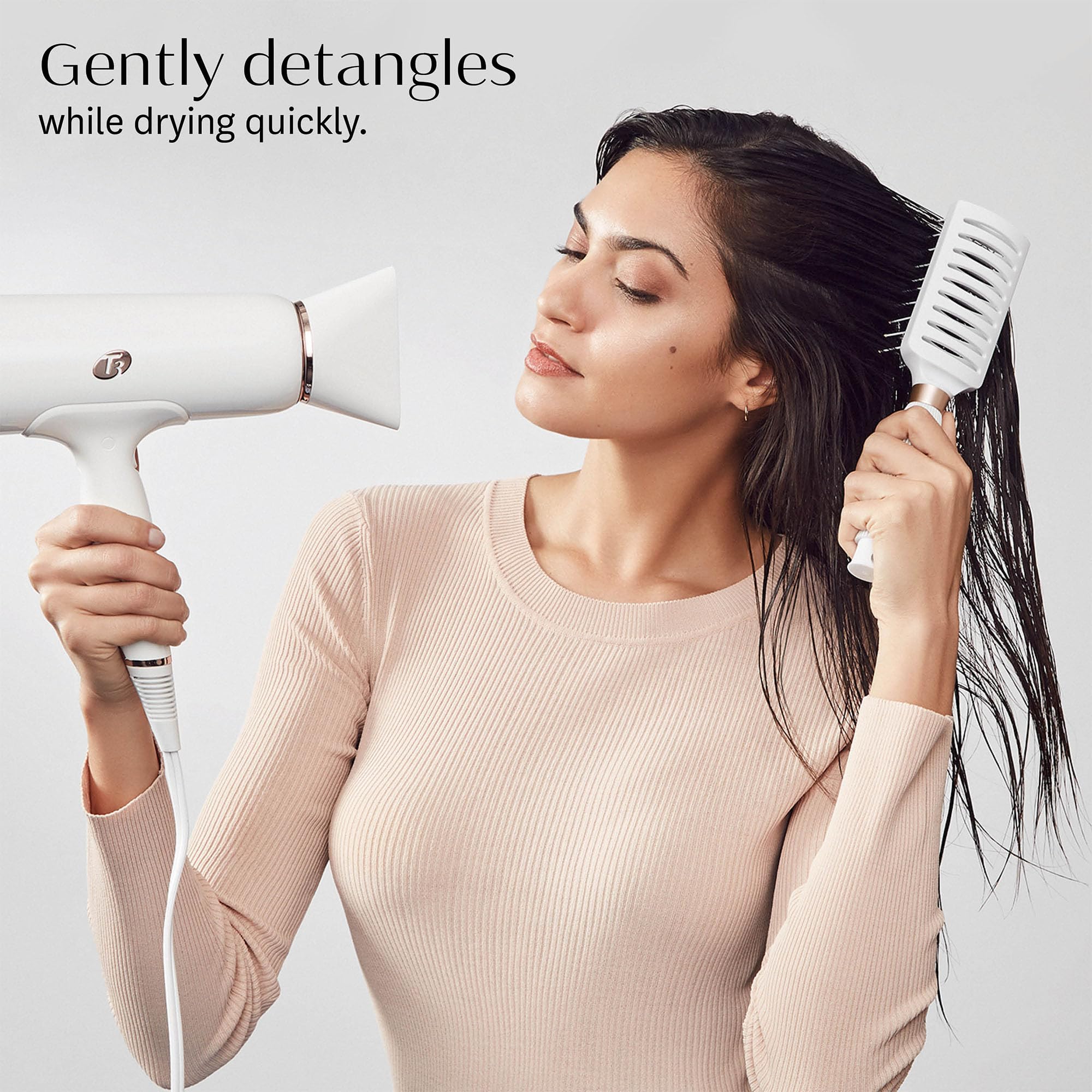 T3 Dry Vent Hair Brush | Vented Detangling Brush for Fast Blow Drying | Heat Resistant Bristles