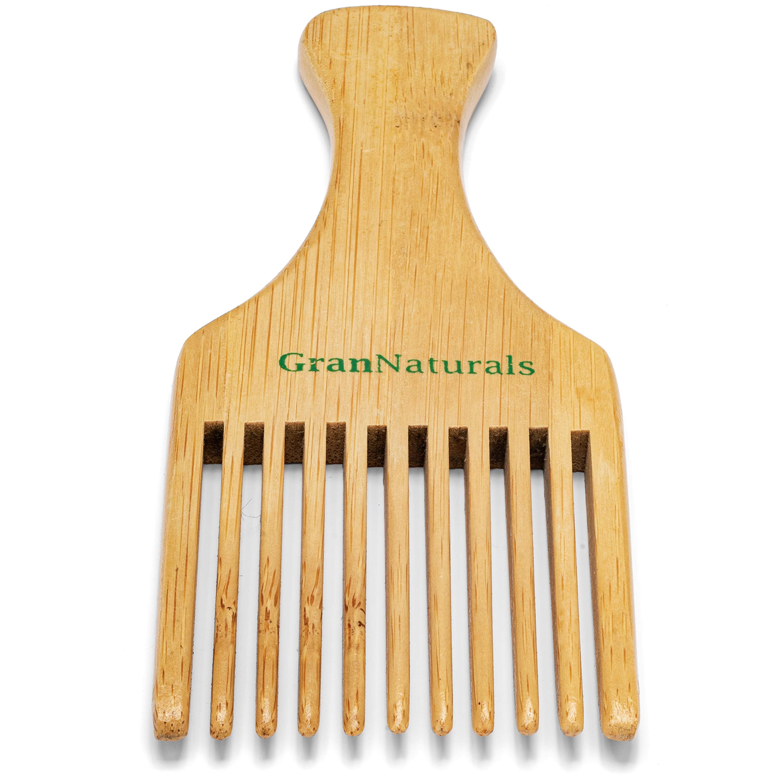 Grannaturals Wooden Comb & Hair Pick - Natural Wood Volumizing & Styling Tool For Thick, Coarse, Curly Hair - Non-Static Comb Fo
