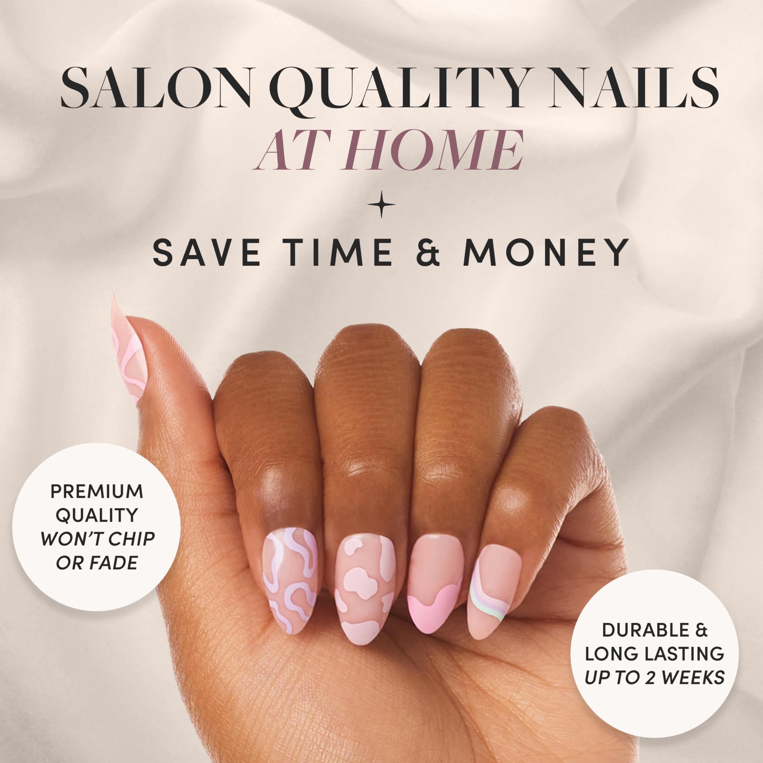 Glamnetic Press On Nails - Wild Card | Opaque Uv Finish Short Pointed Almond Shape, Reusable Pastel Nails In 12 Sizes - 24 Nail