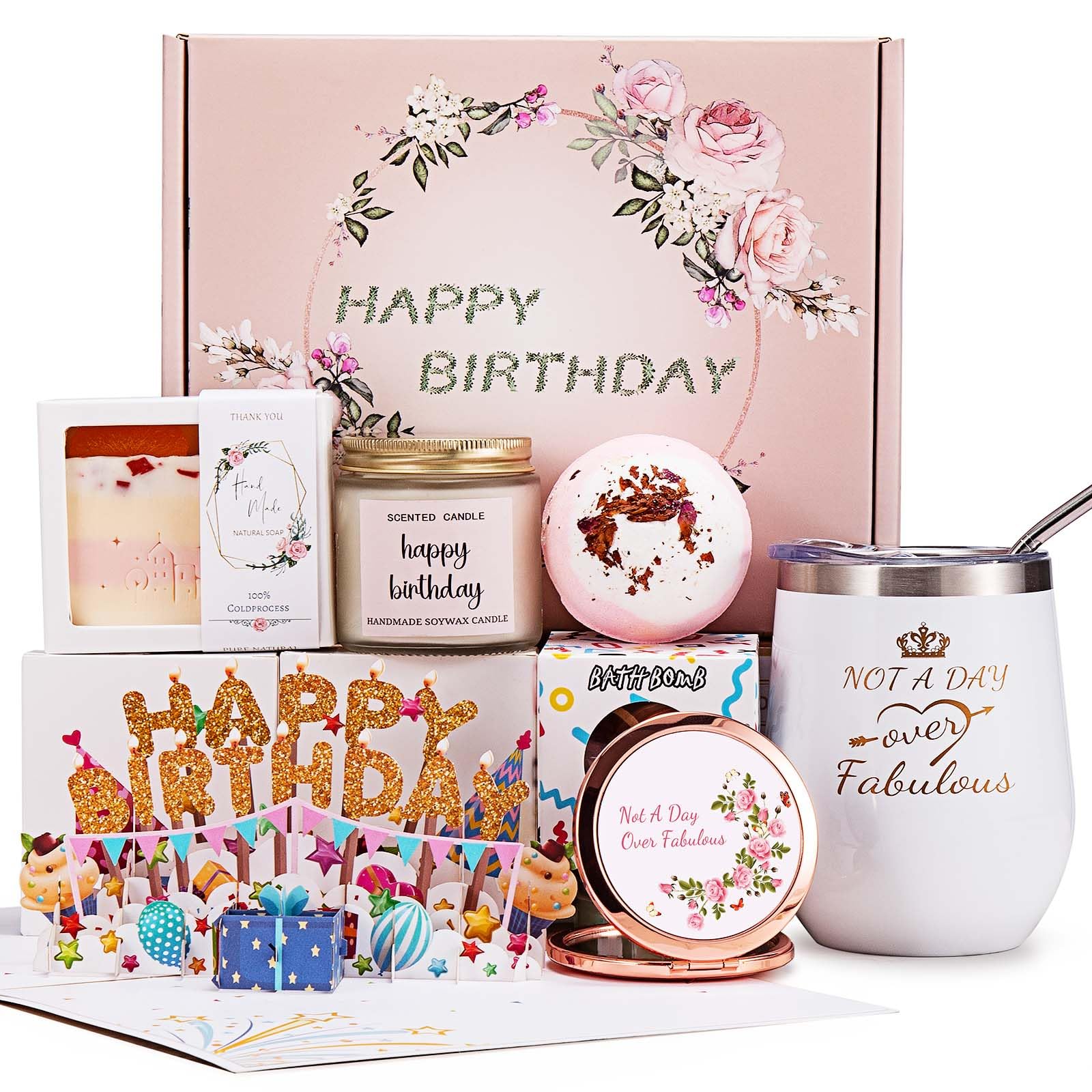 Birthday Gifts For Women, Happy Bath Set Relaxing Spa Gift Baskets Ideas For Women, Her, Mom, Sister, Female Friends, Coworker,