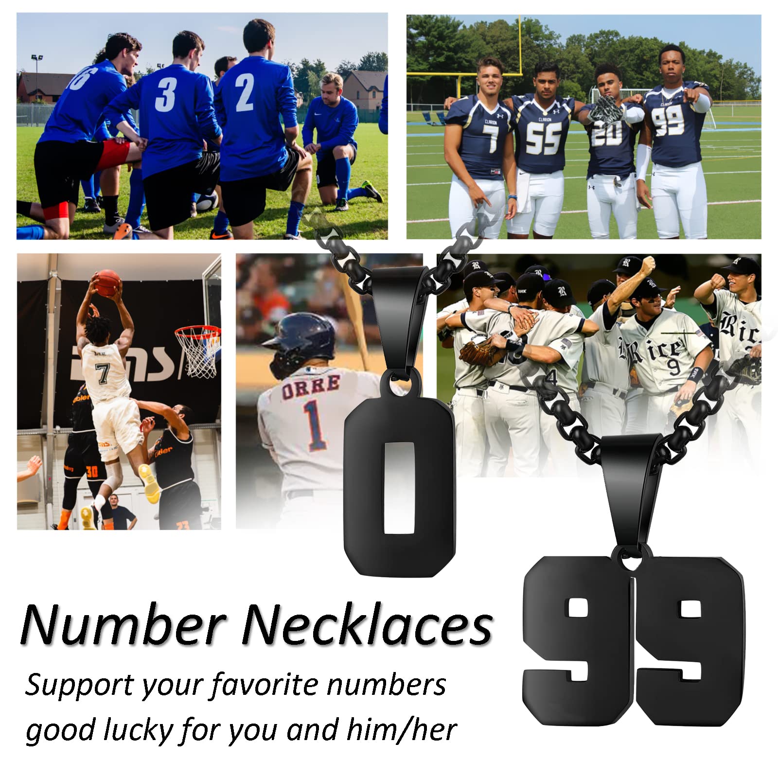 Number Necklaces Personalized Necklaces Black Initial Number Pendant Stainless Steel Chain Movement Necklaces for Men Women (8)