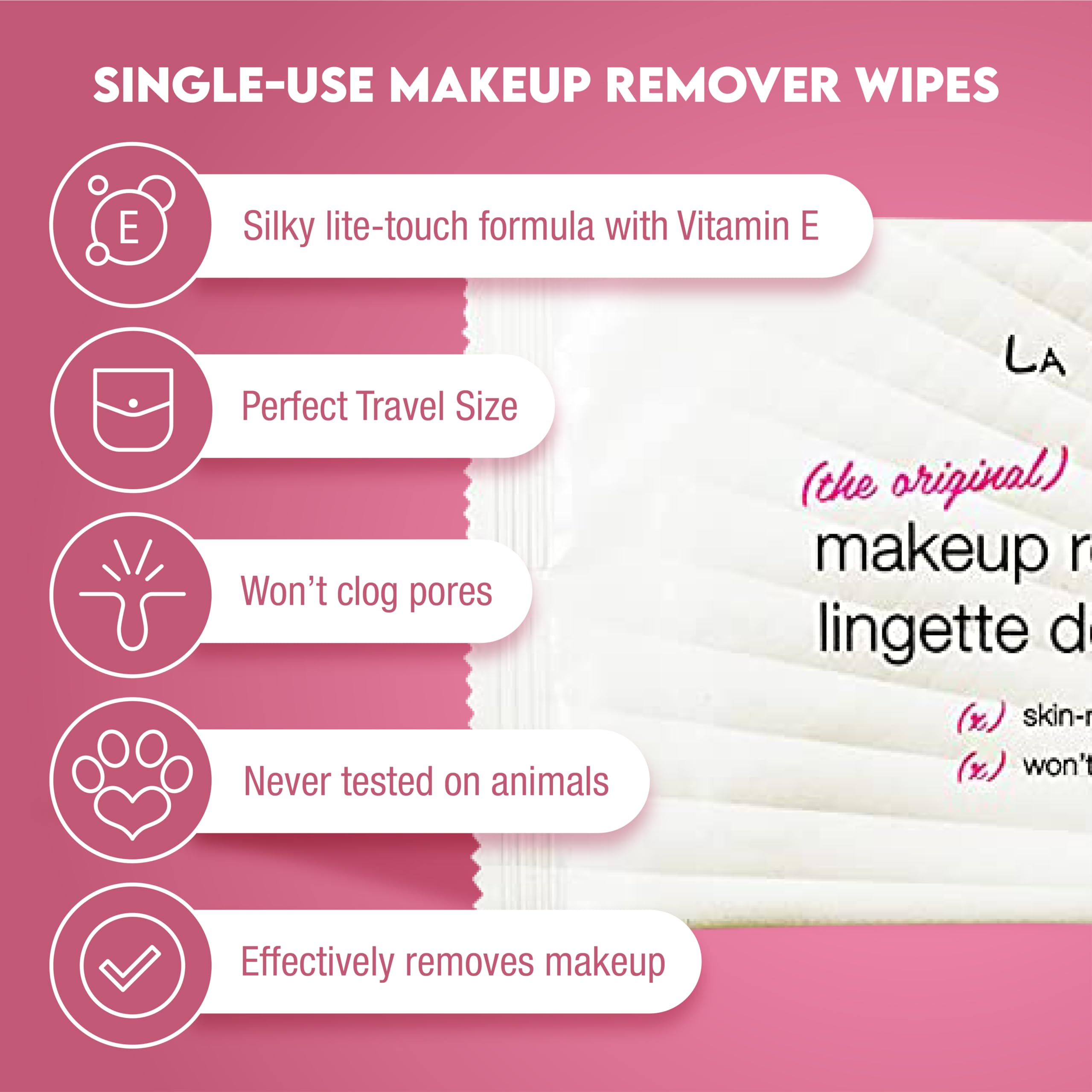 La Fresh Makeup Remover Wipes With Vitamin E - Make Up Remover Wipes For Face, Eyes, Lips - Face Wipes Travel Essentials - Case