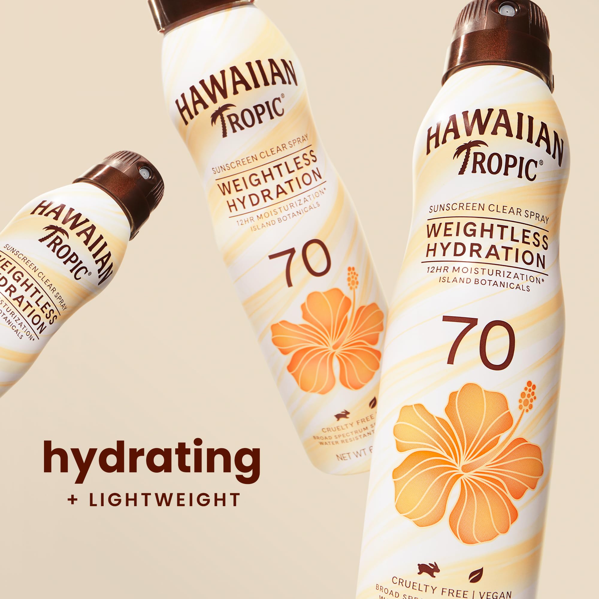 Hawaiian Tropic Weightless Hydration Clear Spray Sunscreen Spf 70, 6Oz | Hawaiian Tropic Sunscreen Spf 70, Sunblock, Oxybenzone