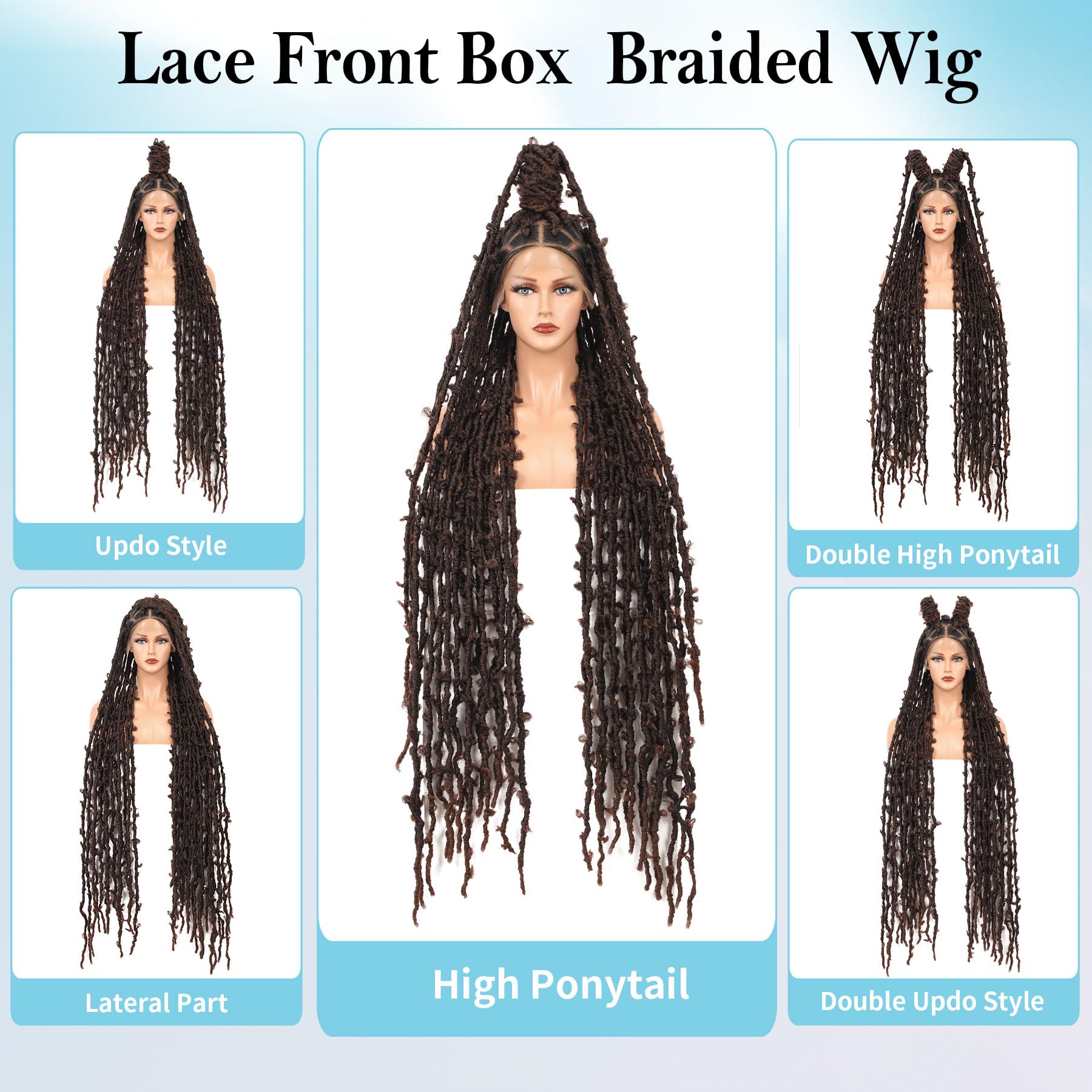 Olymei Super Long 48'' Butterfly Locs Braid Wig Triangle Knotless Braided Wigs For Women Faux Locs Wig Braided Lace Wig With Bab