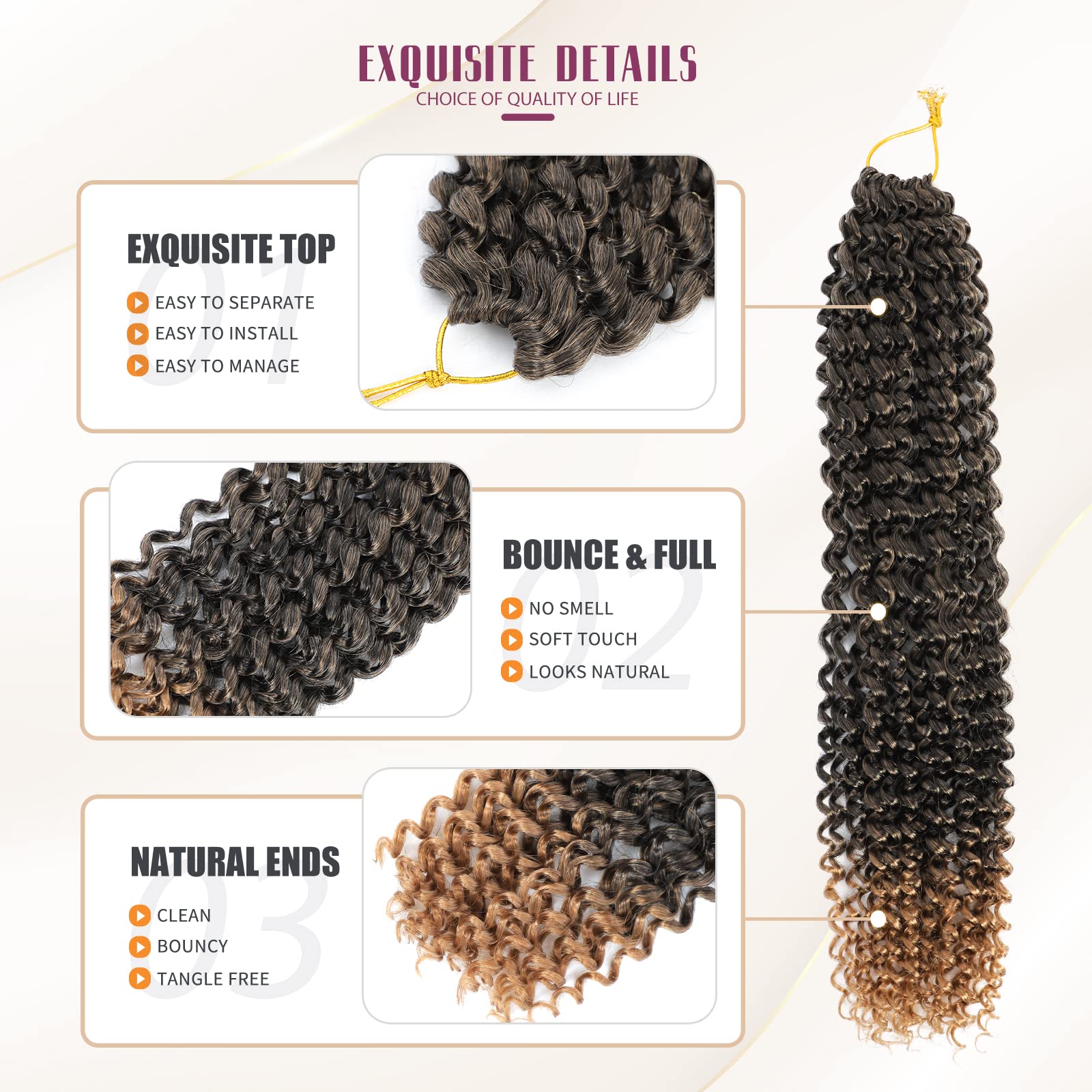 Dansama 6 Packs Passion Twist Hair Water Wave Braiding Hair For Butterfly Style Crochet Braids Bohemian Hair Extensions (24Inch,