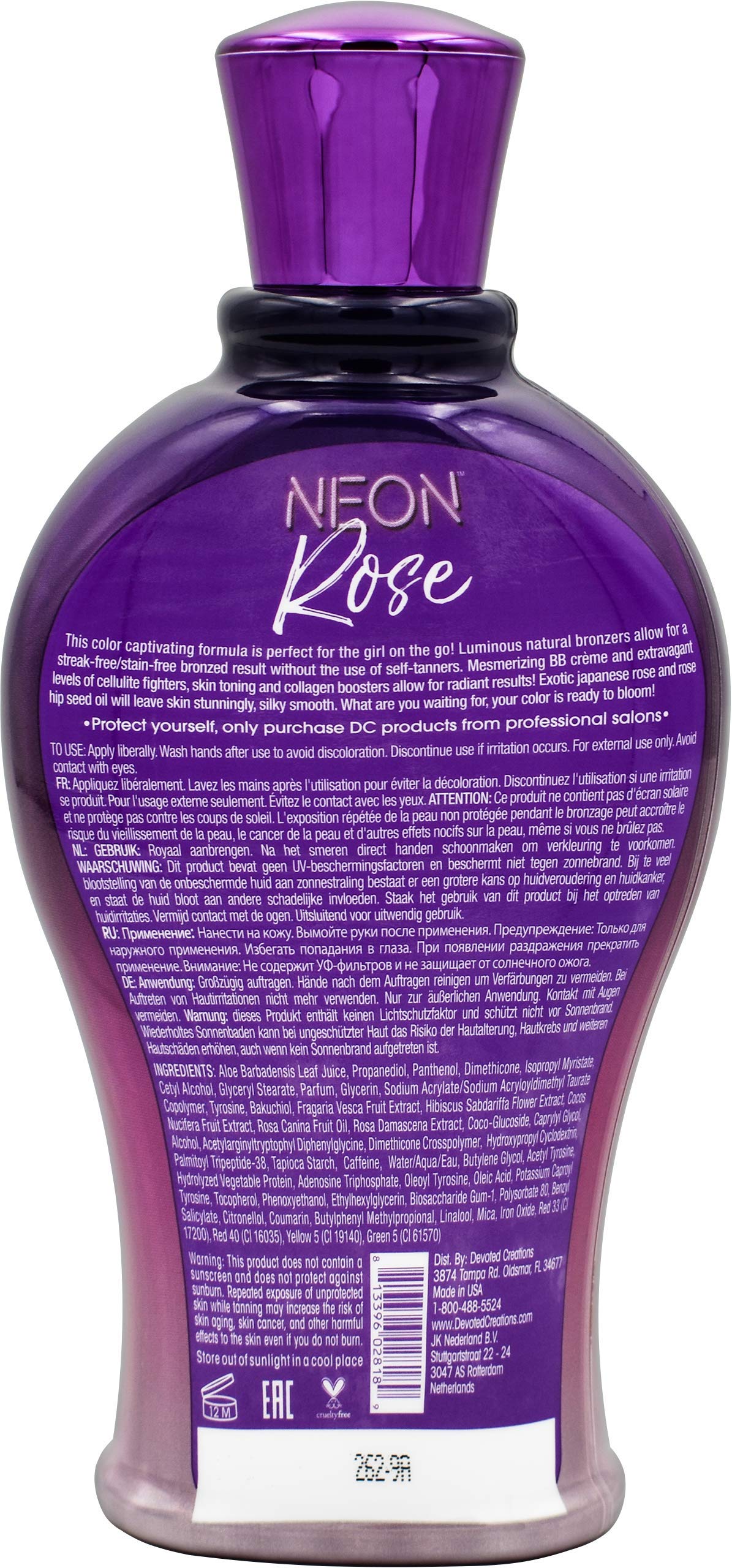 Devoted Creations Neon Rose Tanning Lotion With Natural Bronzers 12.25 Oz
