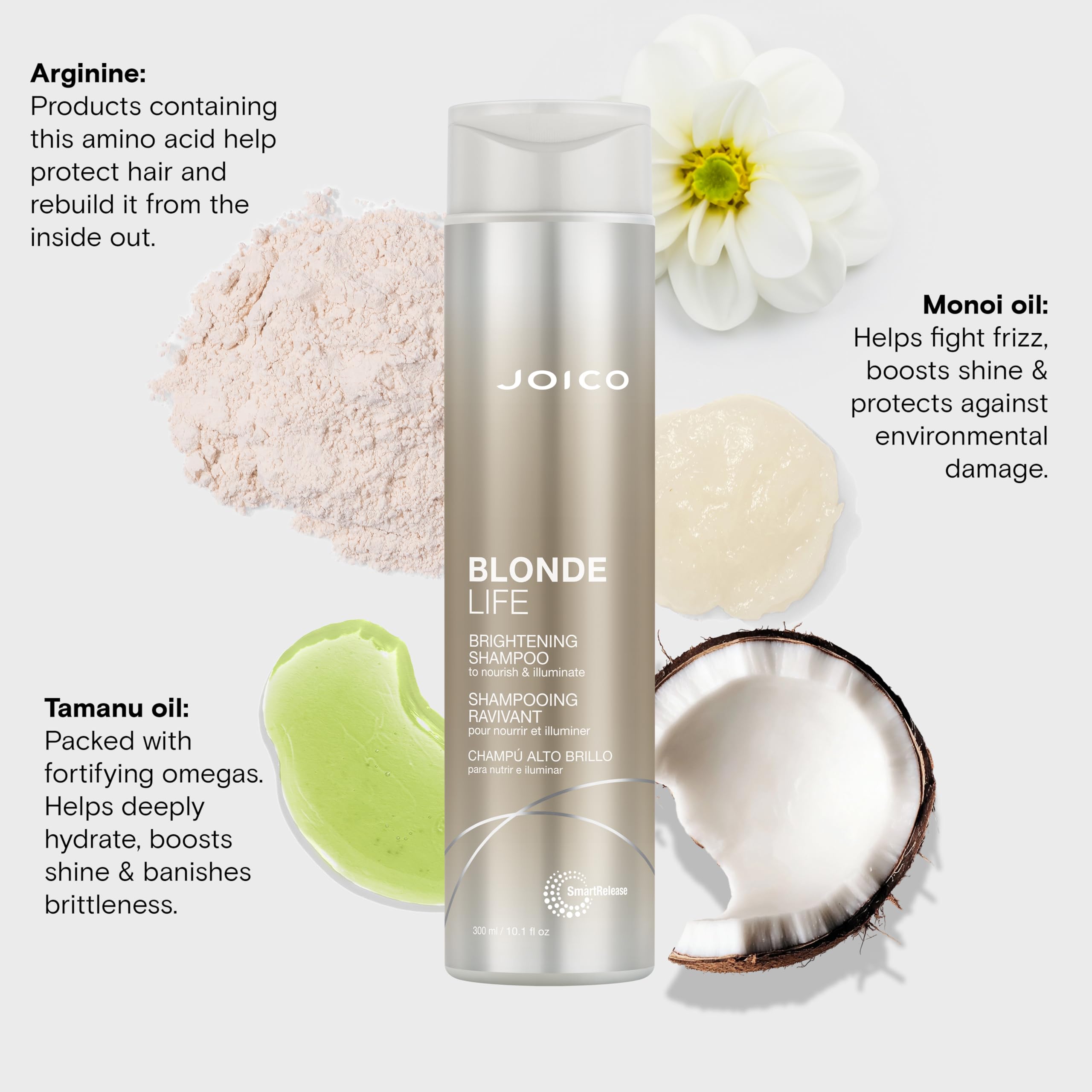 Joico Blonde Life Brightening Shampoo | For Blonde Hair | Add Softness & Smoothness | Sulfate Free | With Monoi & Tamanu Oil | 1