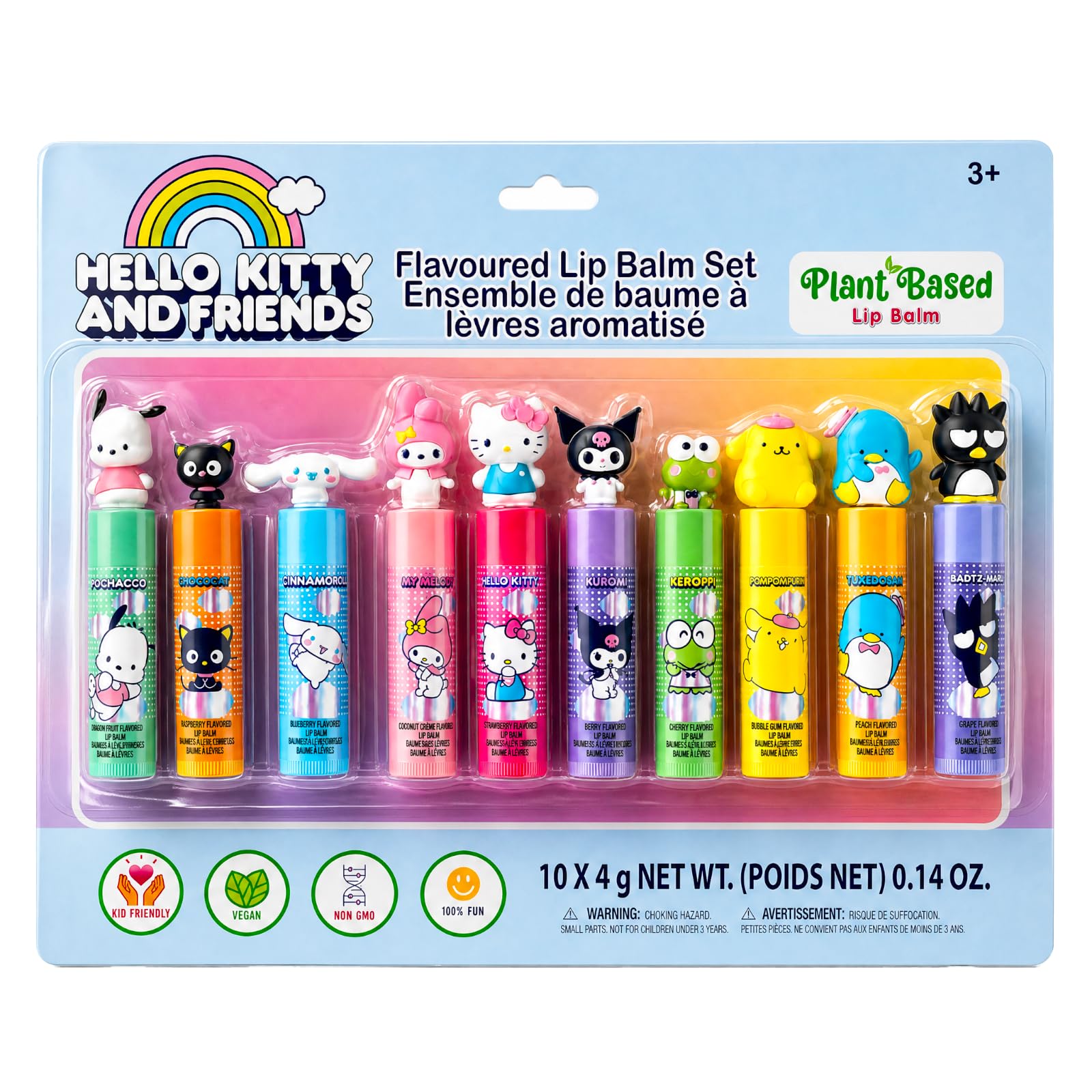 Hello Kitty Lip Balm Set, 10Piece with 3D Character Caps, Ages 3+