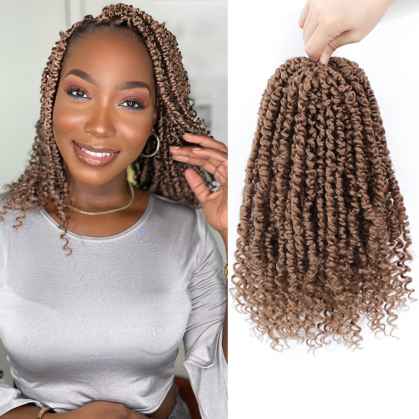 Passion Twist Hair,Pretwisted Crochet Hair 12 Inch,Passion Twist Crochet Hair 8 Packs Pretwisted Passion Twist Hair,Short Pre Lo