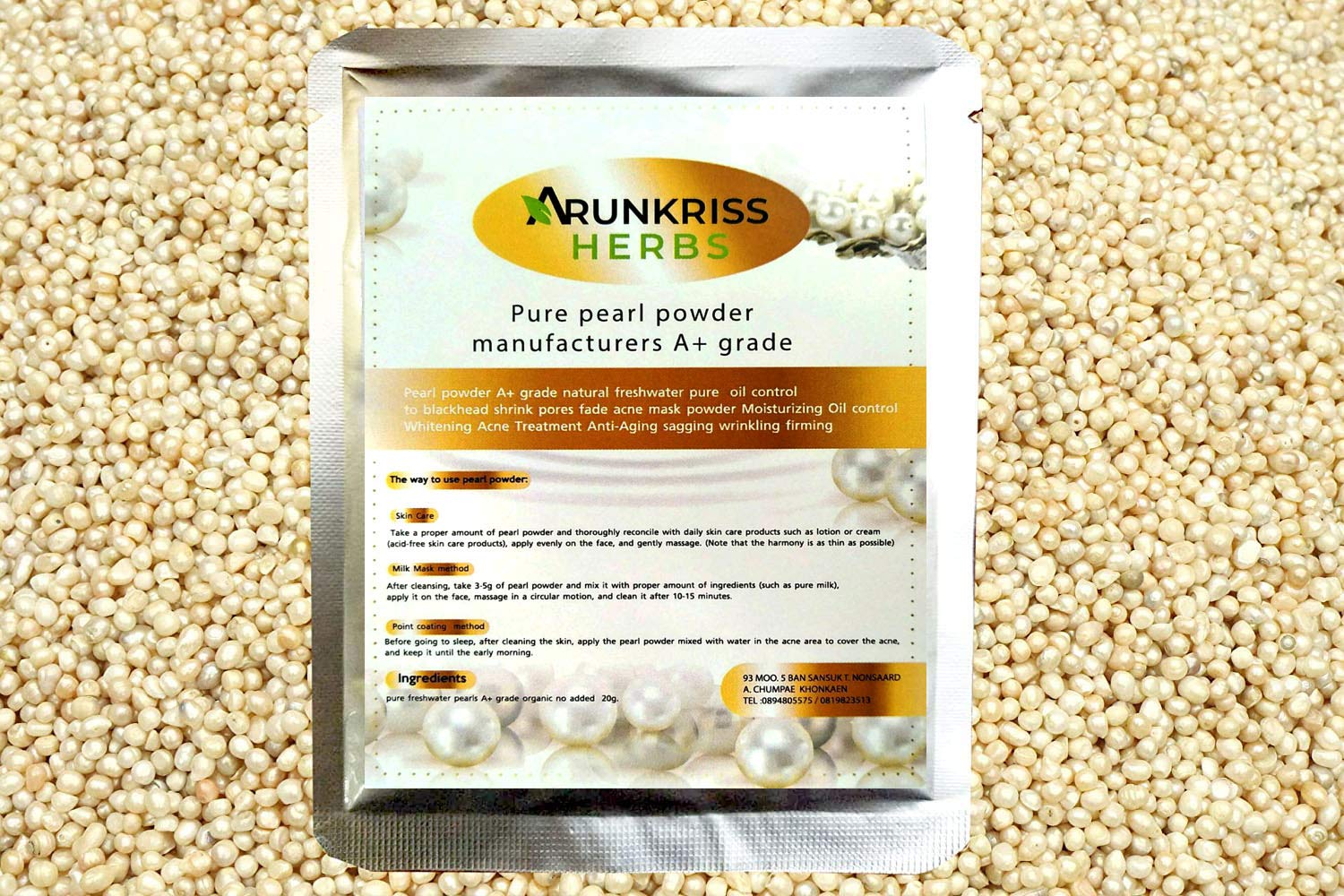 Arunkriss Herbs Pearl Powder A Grade Natural Freshwater Pure 20G Oil Control To Blackhead Shrink Pores Moisturizing Oil Control