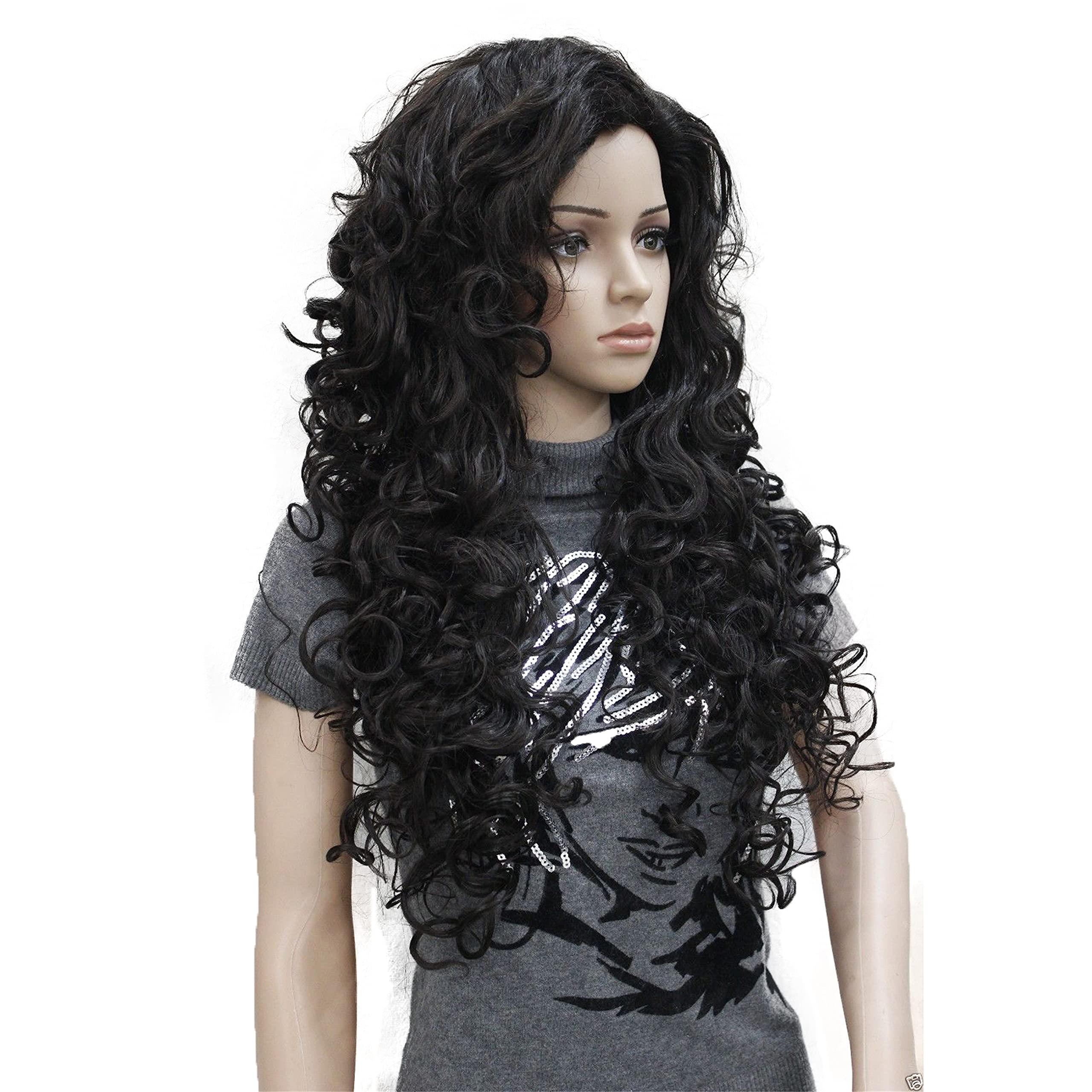 Lydell 28'' Women Long Curly Wigs Soft Layered Hair Synthetic Full Wigs (Dark Brown)