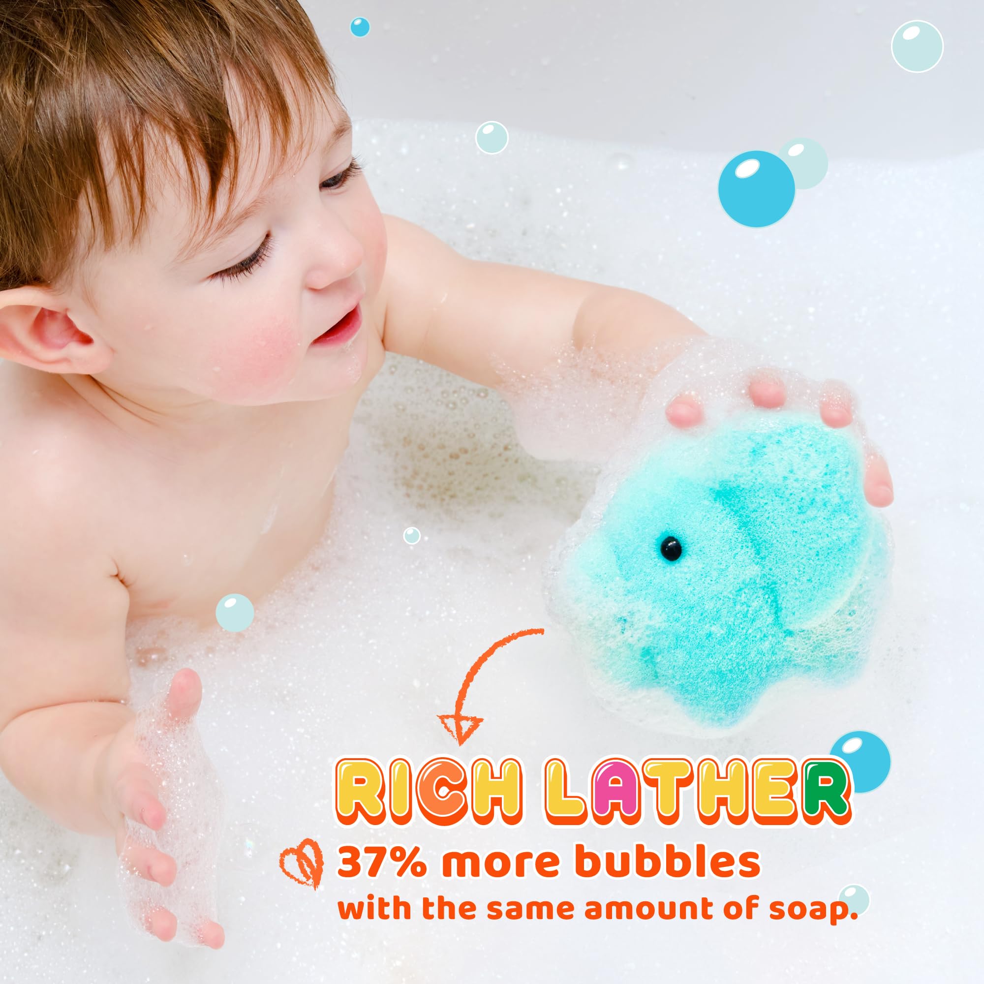 Spongentle Baby Bath Sponge Gift Set - Animal Kingdom Sponge 3 Pack - Bath Essentials For Baby Boys Girls Infants, Baby Gifts Fo