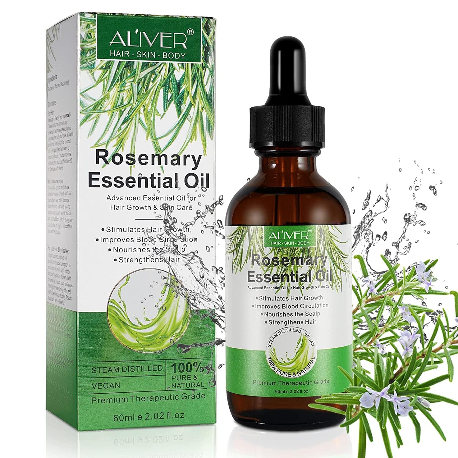 Rosemary Oil for Hair Growth, 100% Pure Organic Rosemary Oil for Eyebrow and Eyelash, Nourishes The Scalp, Improves Blood Circul