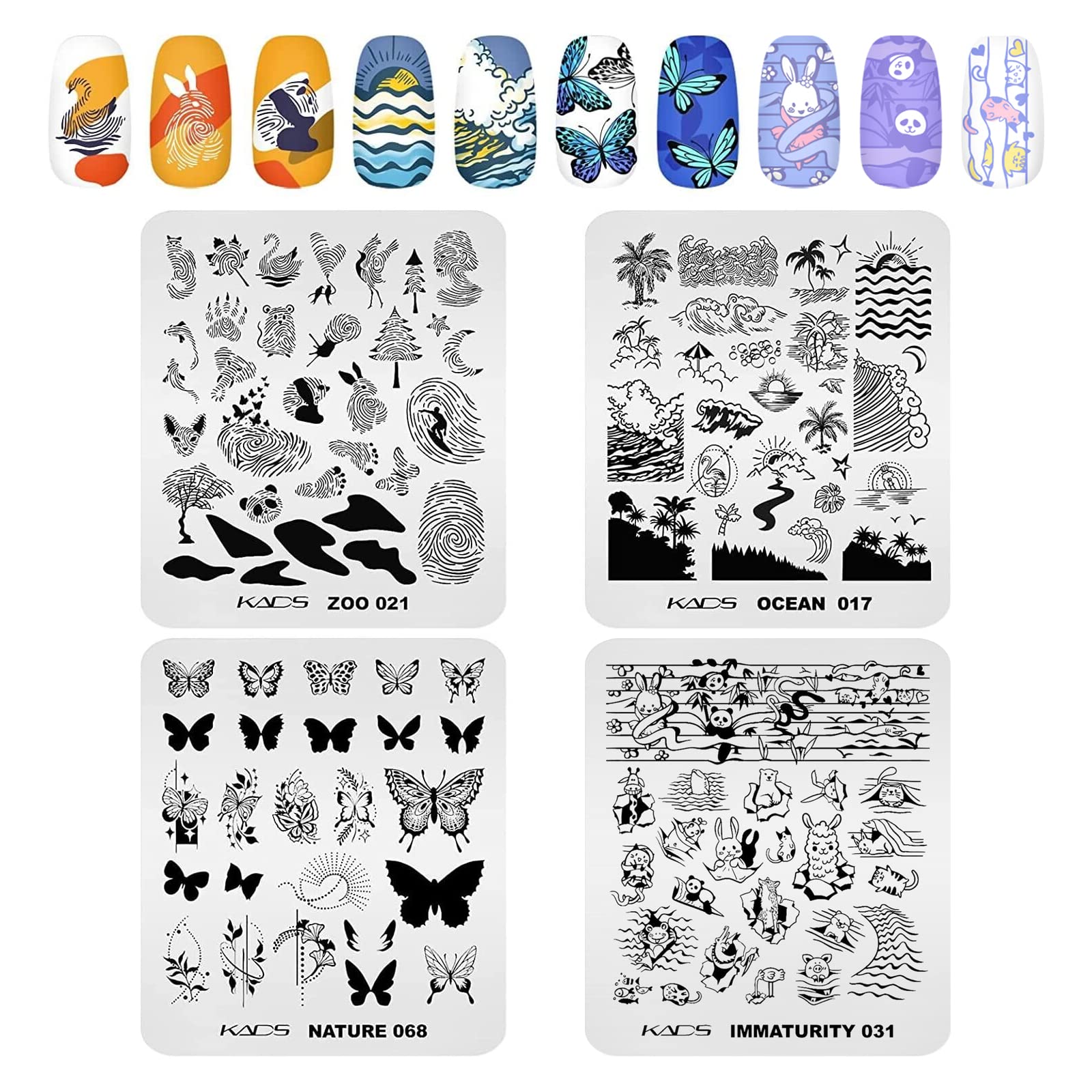 Kads 20Pcs Nail Stampig Plates With Stamper And Scraper Kit Nail Stamp Template Stencil Nail Art Design Diy Tool