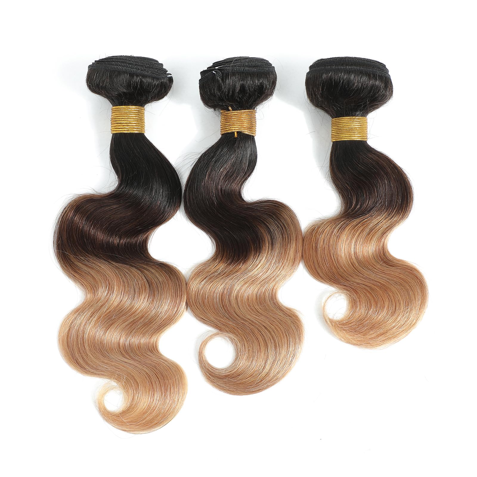 Kapelli Hair 10A Ombre Human Hair Bundles Ombre Brazilian Hair Body Wave (T1B/4/27,16'' 18'' 20'' 22'') Ombre Brazilian Human Ha