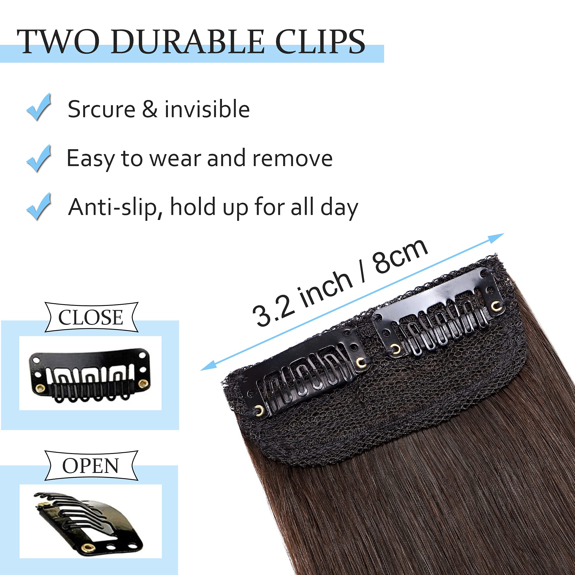 SEGO Clip-in Hair Extensions Real Human Hair Short 10 Inch Volumizer - Light Brown 15g 1pc