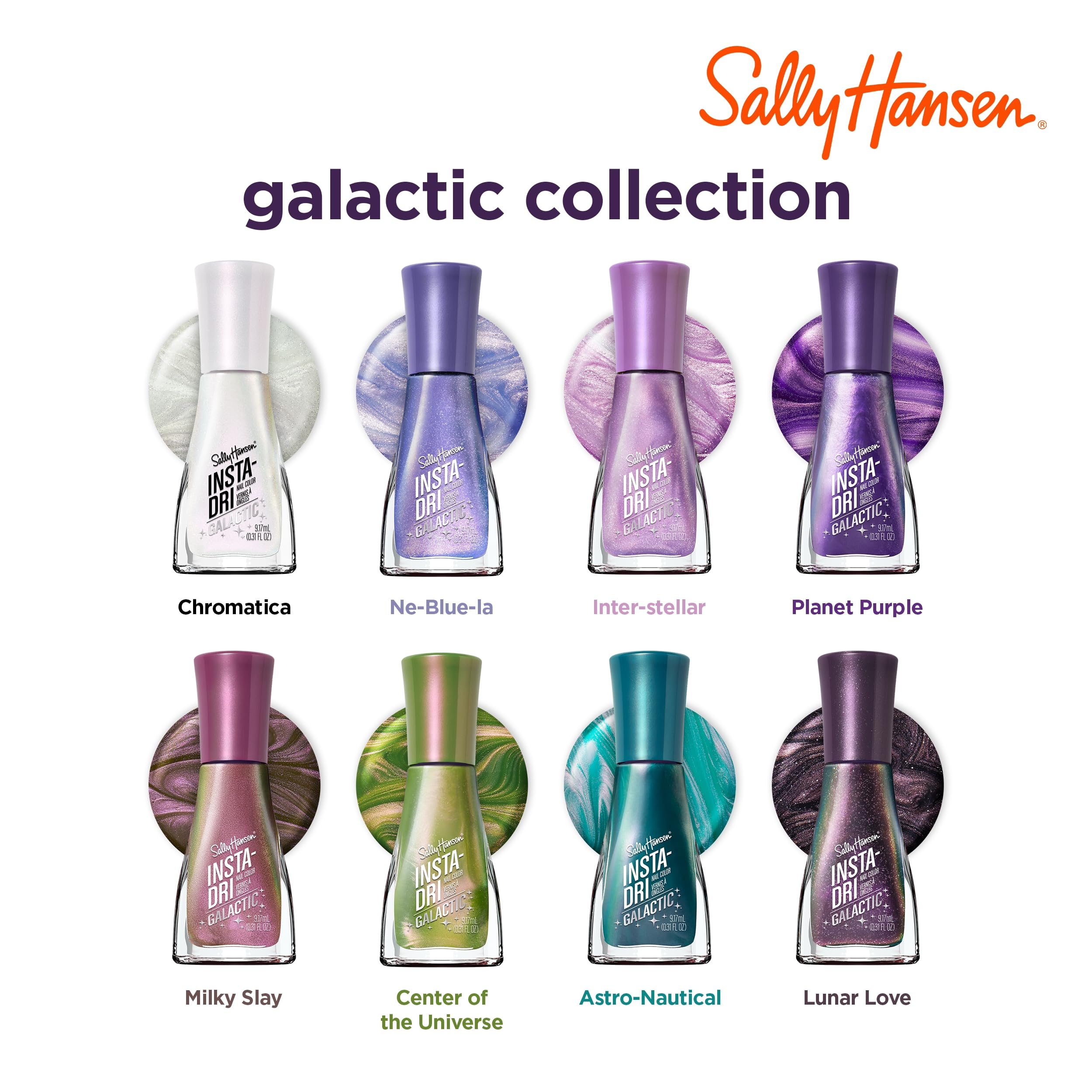 Sally Hansen Insta-Dri Galactic, Milky Slay, Quick Dry, Long Lasting, Streak-Free Shine, Metallic Pink Nail Polish