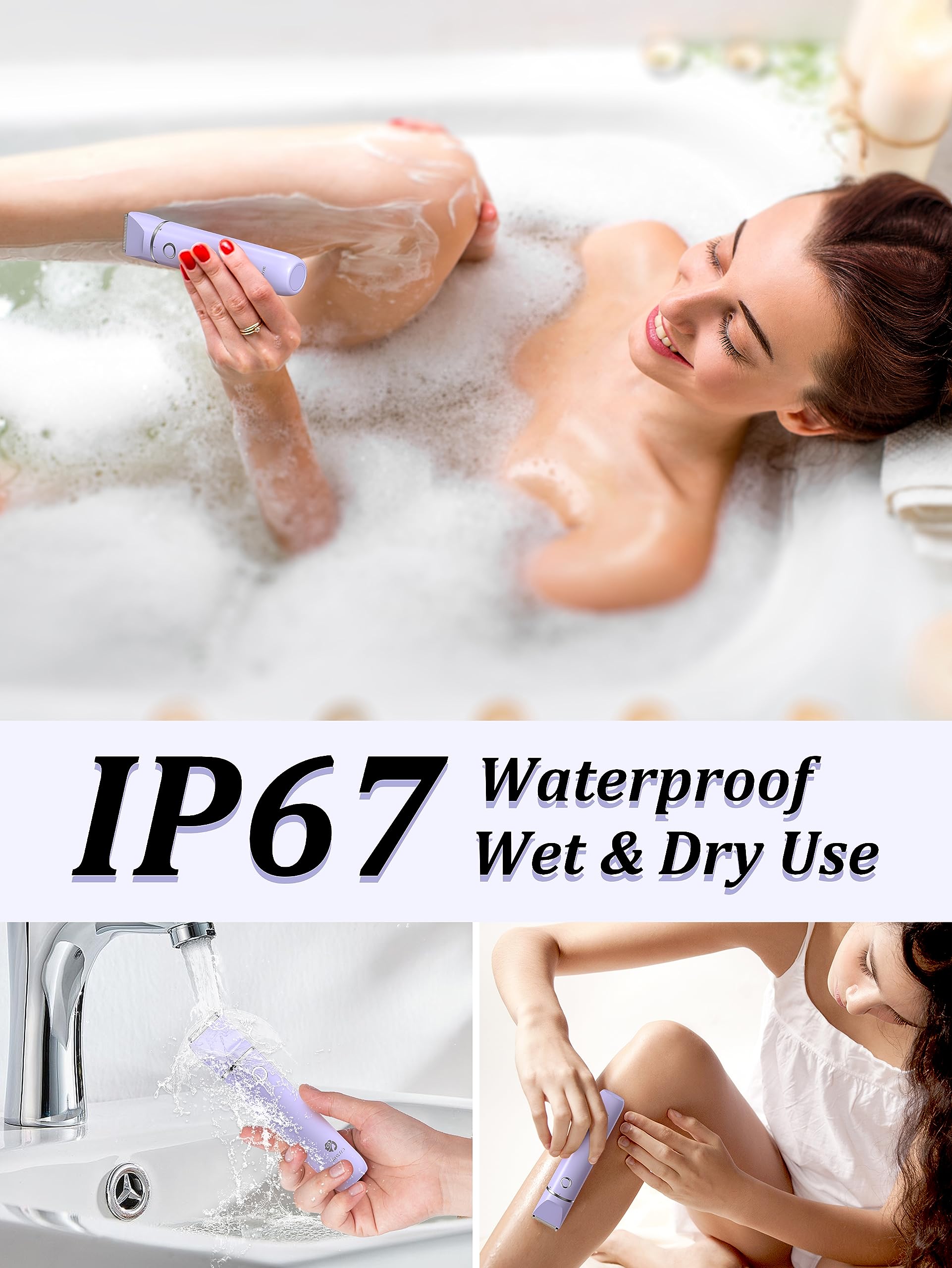 Cayzor Bikini Trimmer And Shaver Kit For Women - 2-In-1 Wet/Dry Electric Body Hair Trimmer Facial Hair Removal Cordless Waterpro