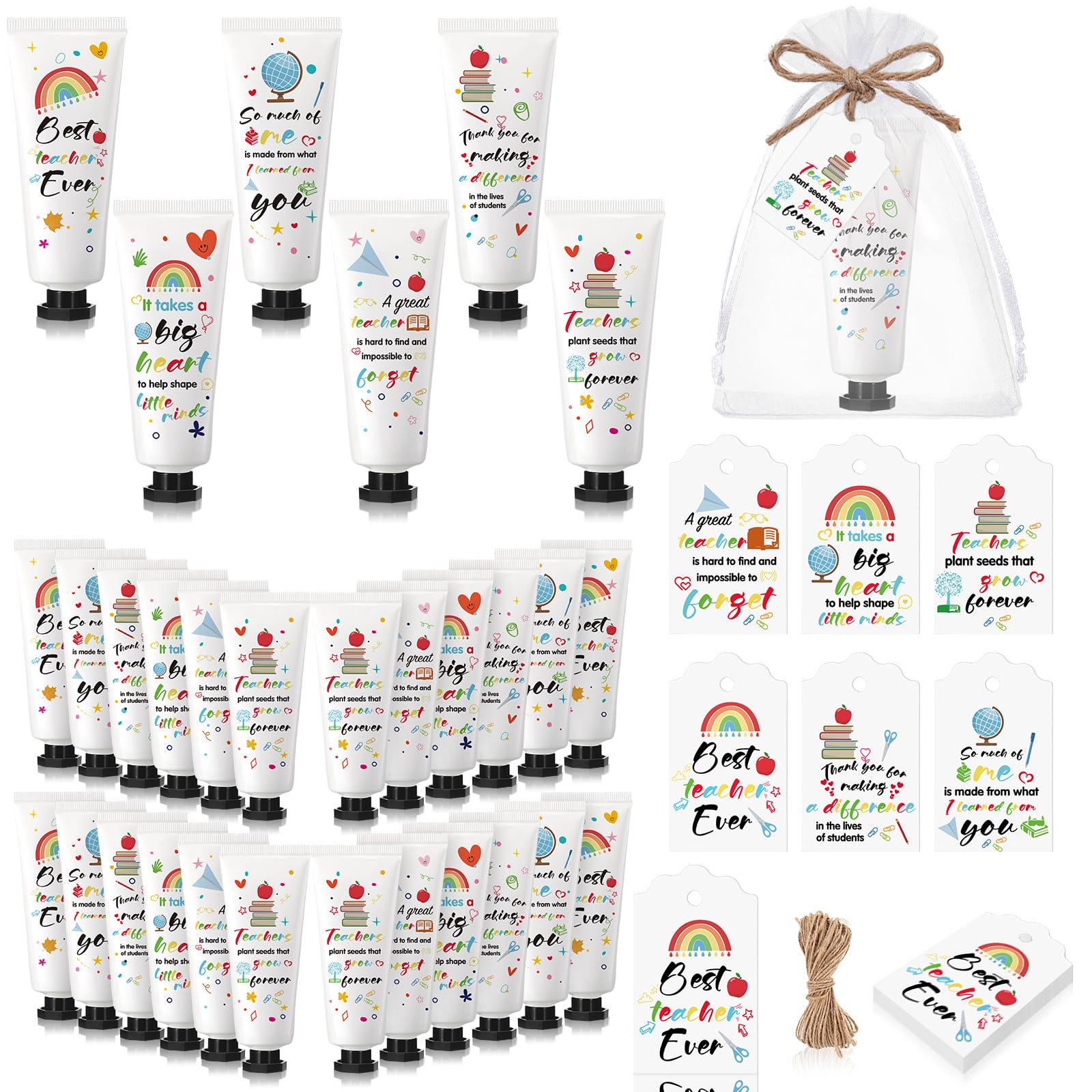 Dimsile 24 Set Valentine's Day Gifts for Teacher Appreciation Hand Cream Gifts Moisturizing Hand Lotion Thank You Teacher Gifts 