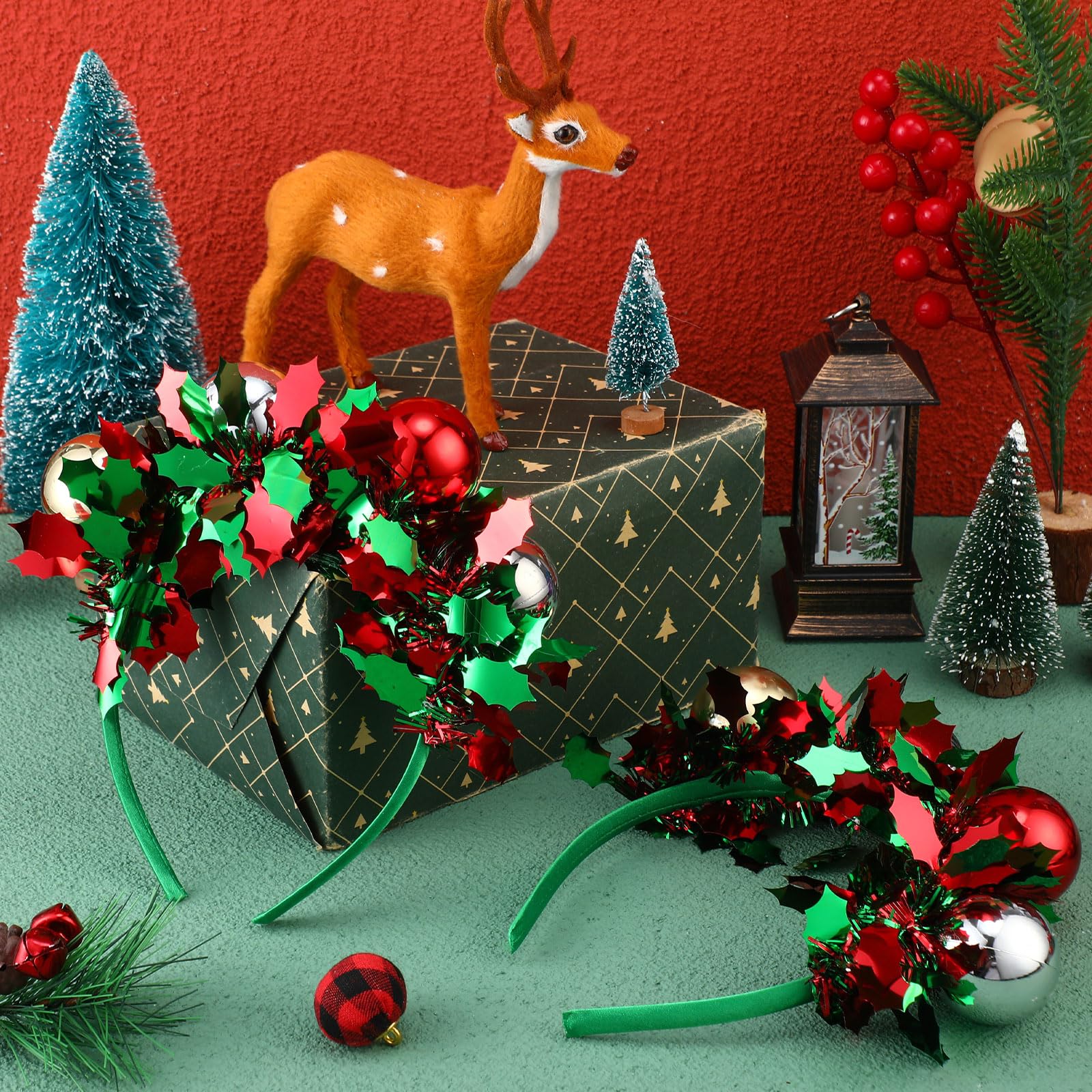 Yilloog 2 Pcs Christmas Headband Christmas Ball Headbands Headdress Bulk Holiday Headbands Xmas Hair Hoop Christmas Hairband Chr