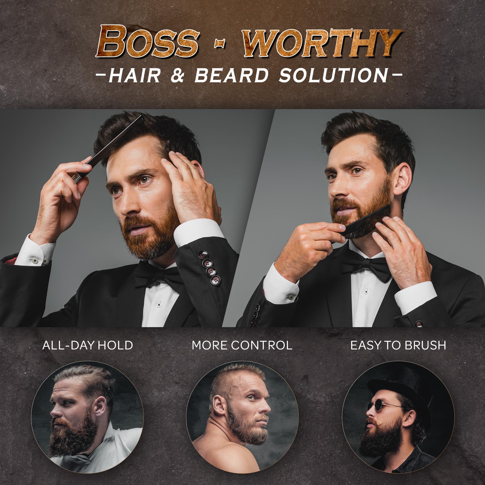 Bossman Hair & Beard Pomade - Longer Hold, Control And Moisturizing Hair, Beard And Moustache Styling Product - Made In Usa (Sta