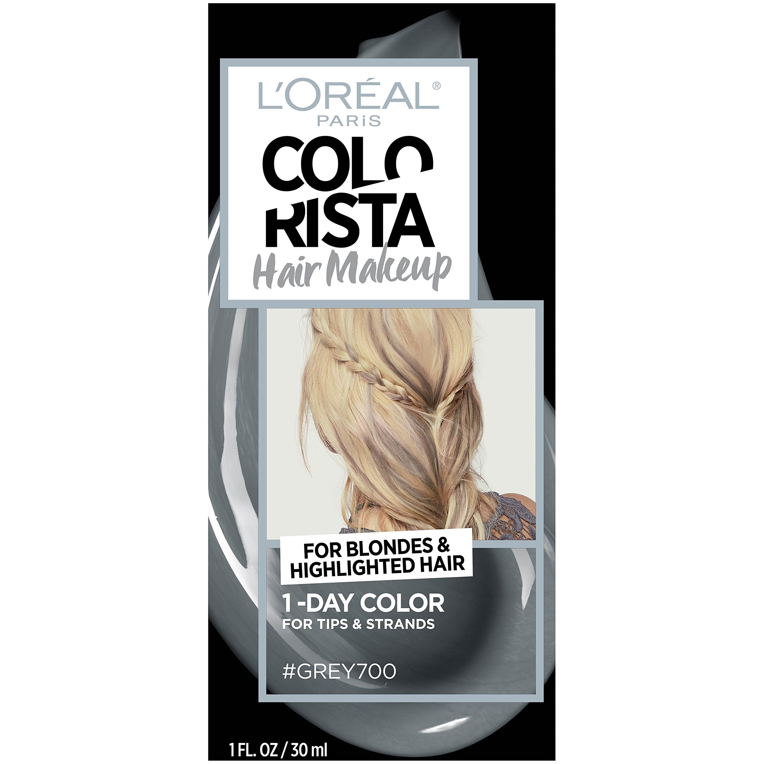 L'Oreal Paris Hair Makeup Temporary 1-Day Hair Color for Blondes, Grey 700, 1 Fluid Ounce