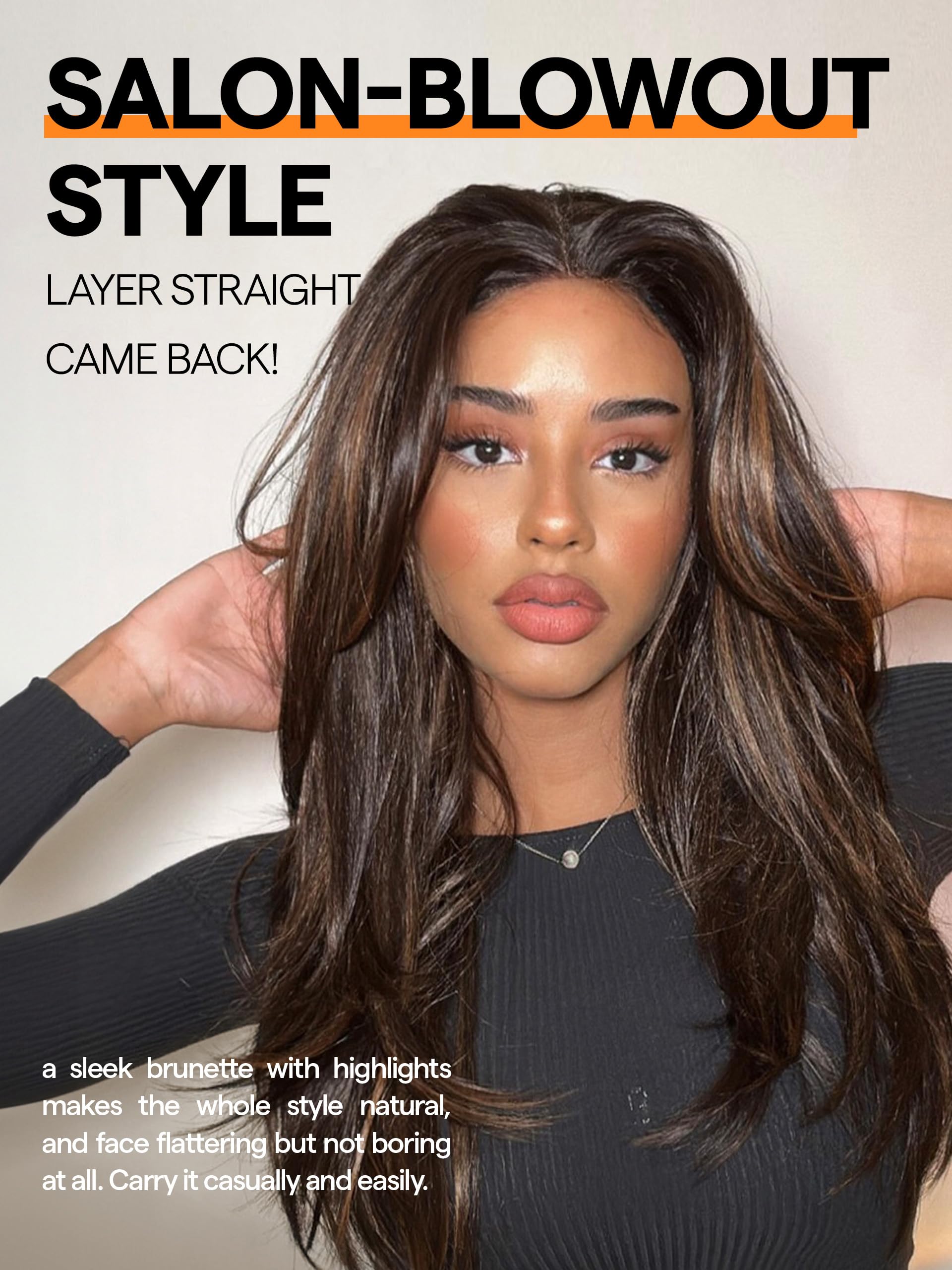 Gorgius Highlight Black Straight Wigs Glueless Black Mixed Brown Wig 20 Inch Put On Go Wigs Crafted With Style-Archive Technolog